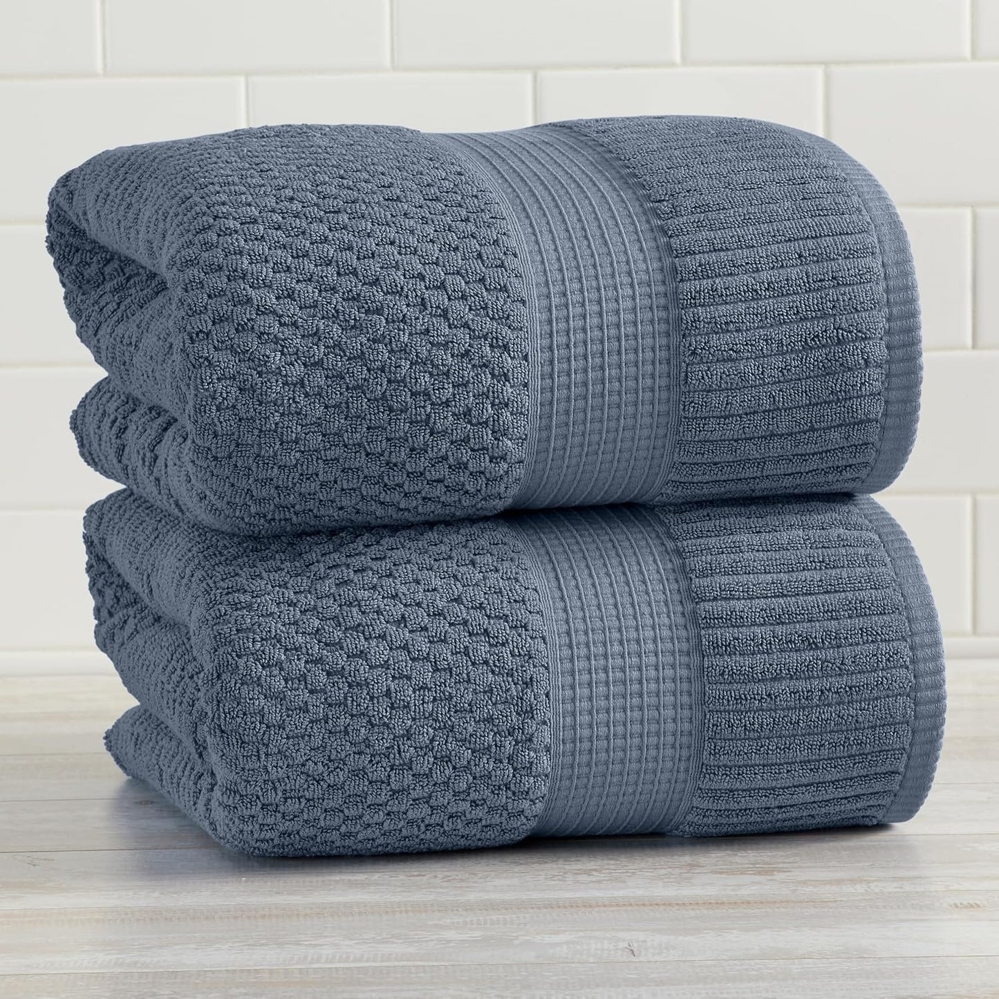 NY Loft 100% Cotton 2-Pack Oversized Bath Towel Set | Flint | Quick-Dry | Two Oversized 35" x 70" Bath Towels / Bath