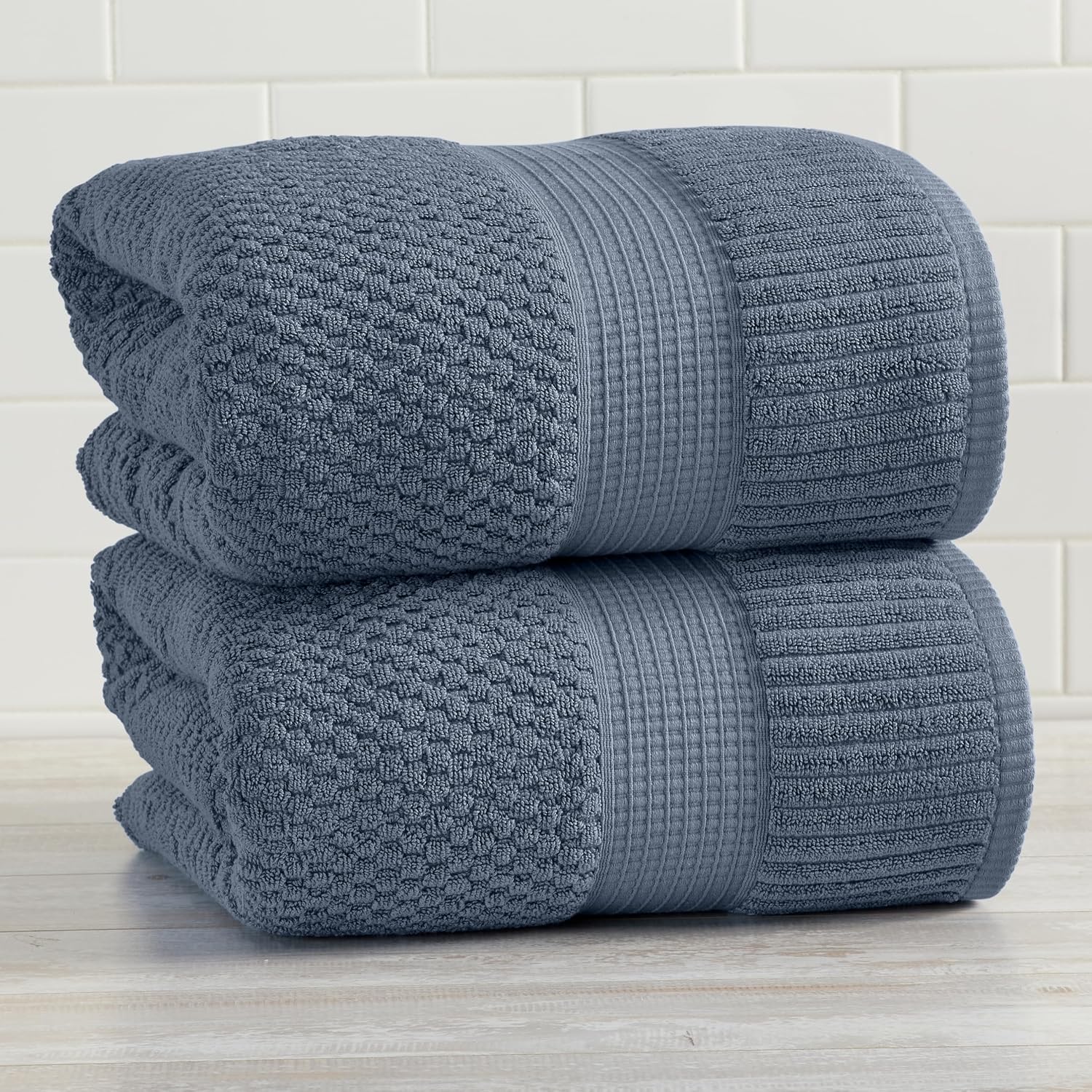 NY Loft 100% Cotton 2-Pack Oversized Bath Towel Set | Flint | Quick-Dry | Two Oversized 35" x 70" Bath Towels / Bath