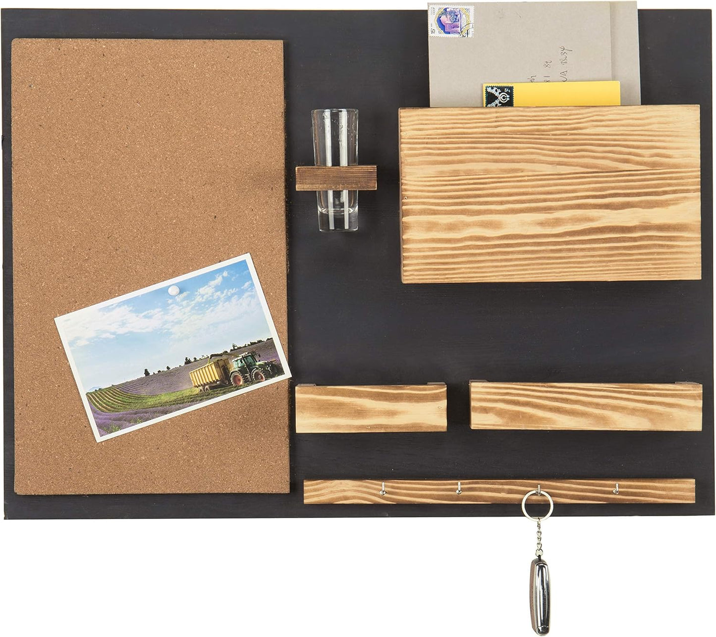 Wall Mounted Dual Tone Solid Wood Entryway Organizer / 25 x 19
