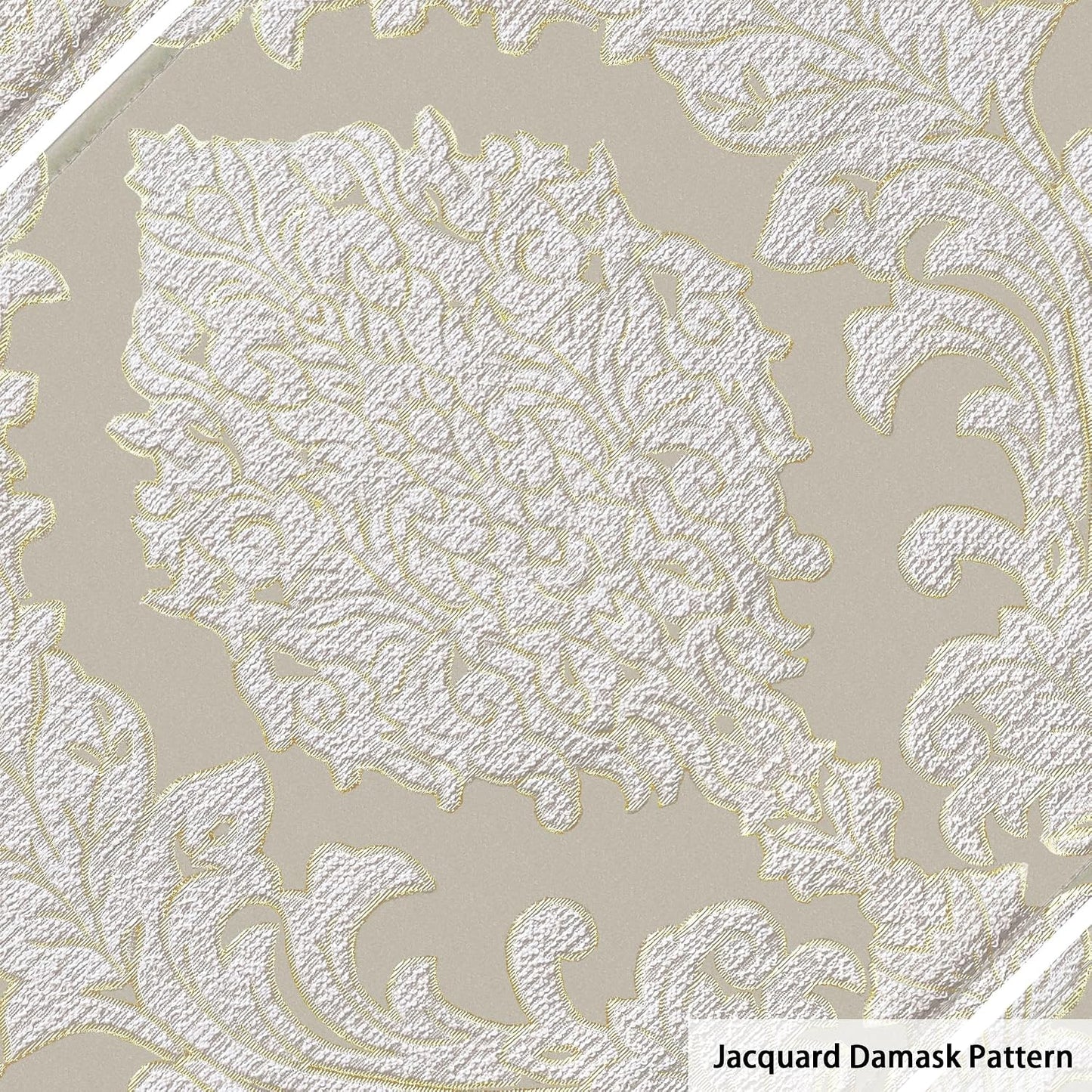Loom and Mill Luxury Damask Jacquard Placemats Set of 6, Beige, 12x18 in | Non-Slip Table Place Mats for Home Kitchen