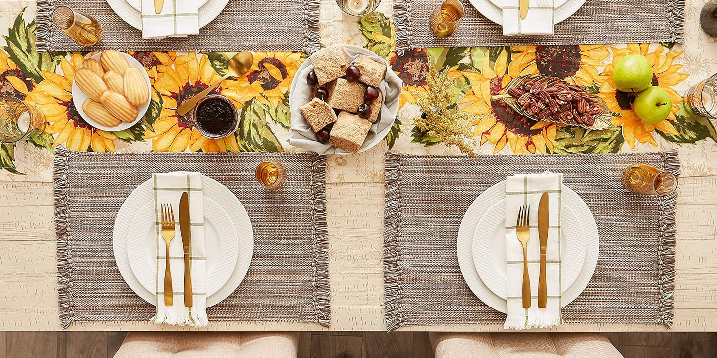 DII Variegated Tabletop Collection, Placemat Set, 13x19, Mushroom, 6 Piece
