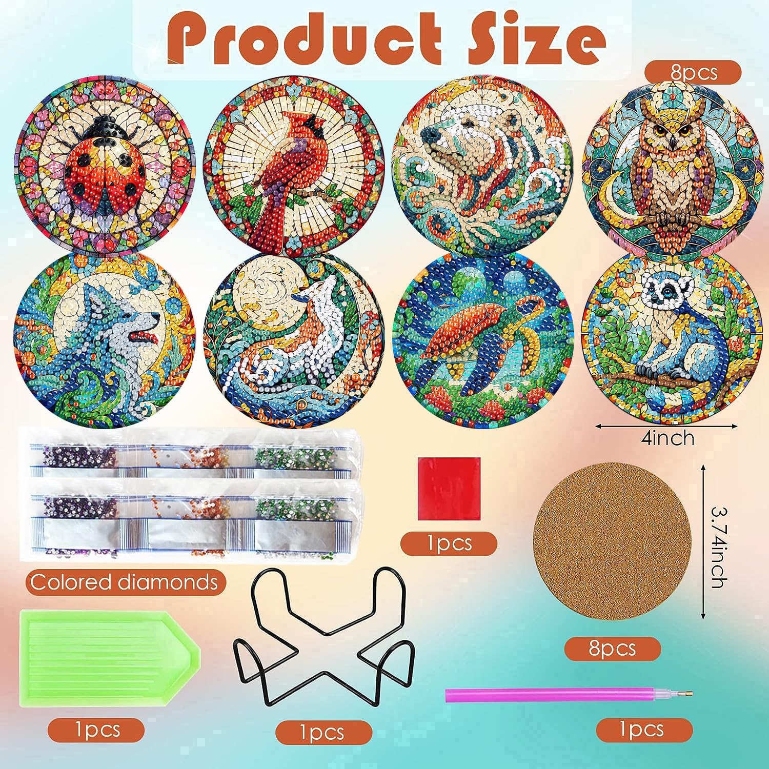 Holder / Arts and Crafts Supplies / Animals-3 / Set of 8