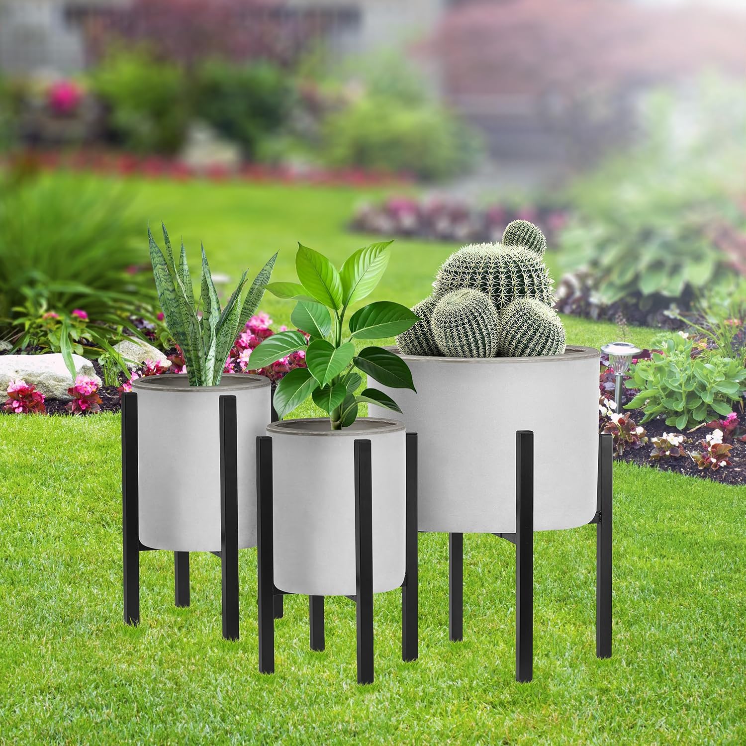 Sorbus Adjustable Metal Plant Stand – Mid Century Style Flower Pot Holder, 10 to 16 Inches Planter Stand for Modern
