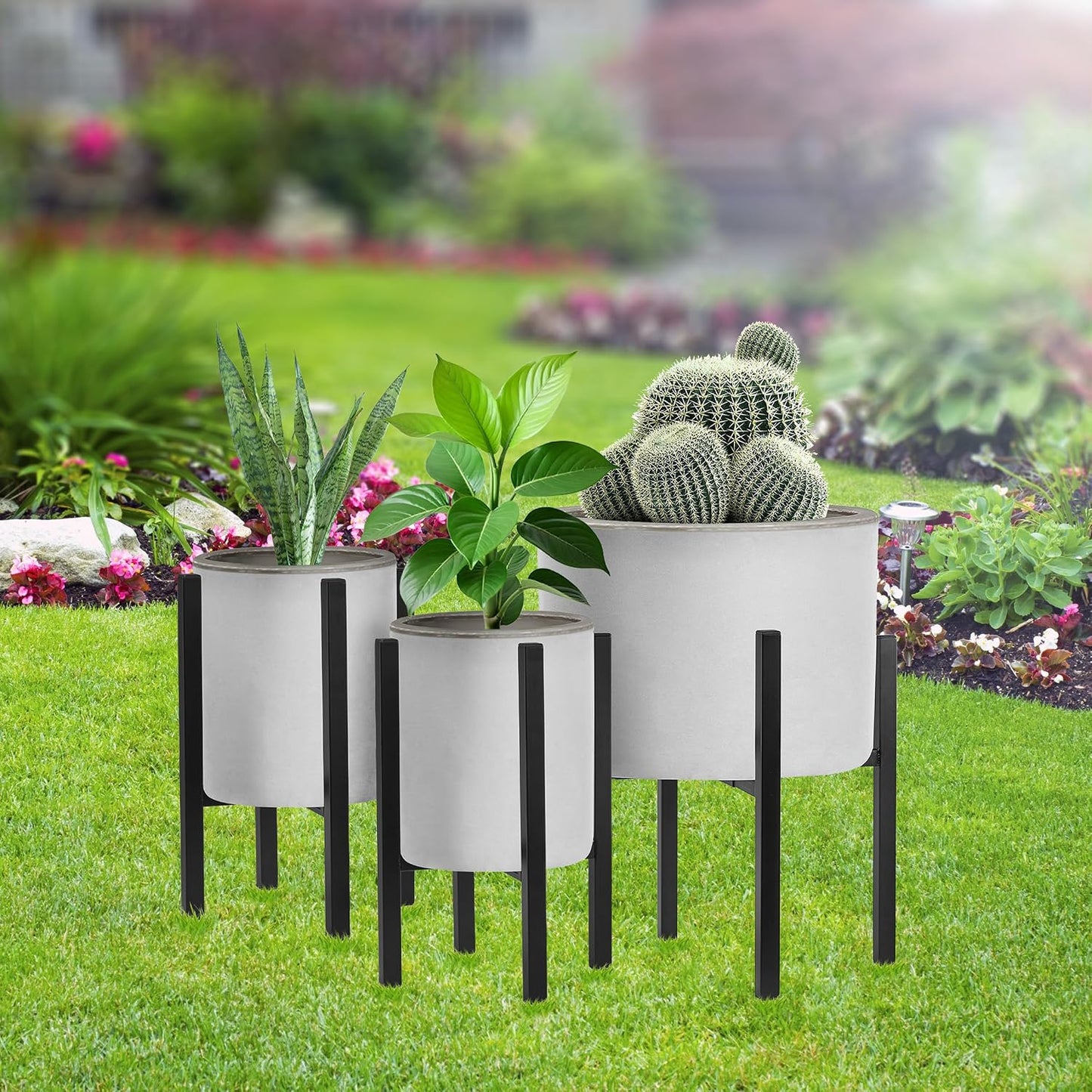 Sorbus Adjustable Metal Plant Stand – Mid Century Style Flower Pot Holder, 10 to 16 Inches Planter Stand for Modern