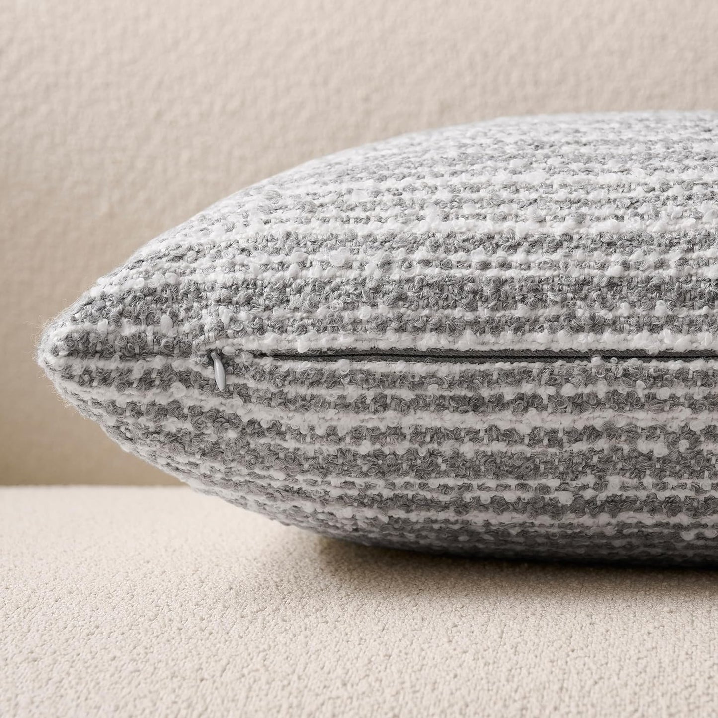 Soft Stripe Chenille Decorative Covers / 18 x 18 / Grey / Set of 2