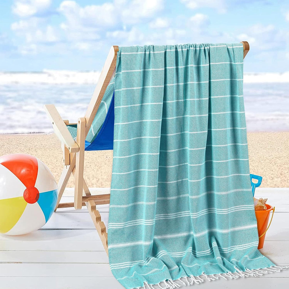 6 Pack Turkish Beach Towel, Oversized 39"x71"Quick Dry Sand Free Cotton Striped Bulk Towel Vacation Essentials Pool