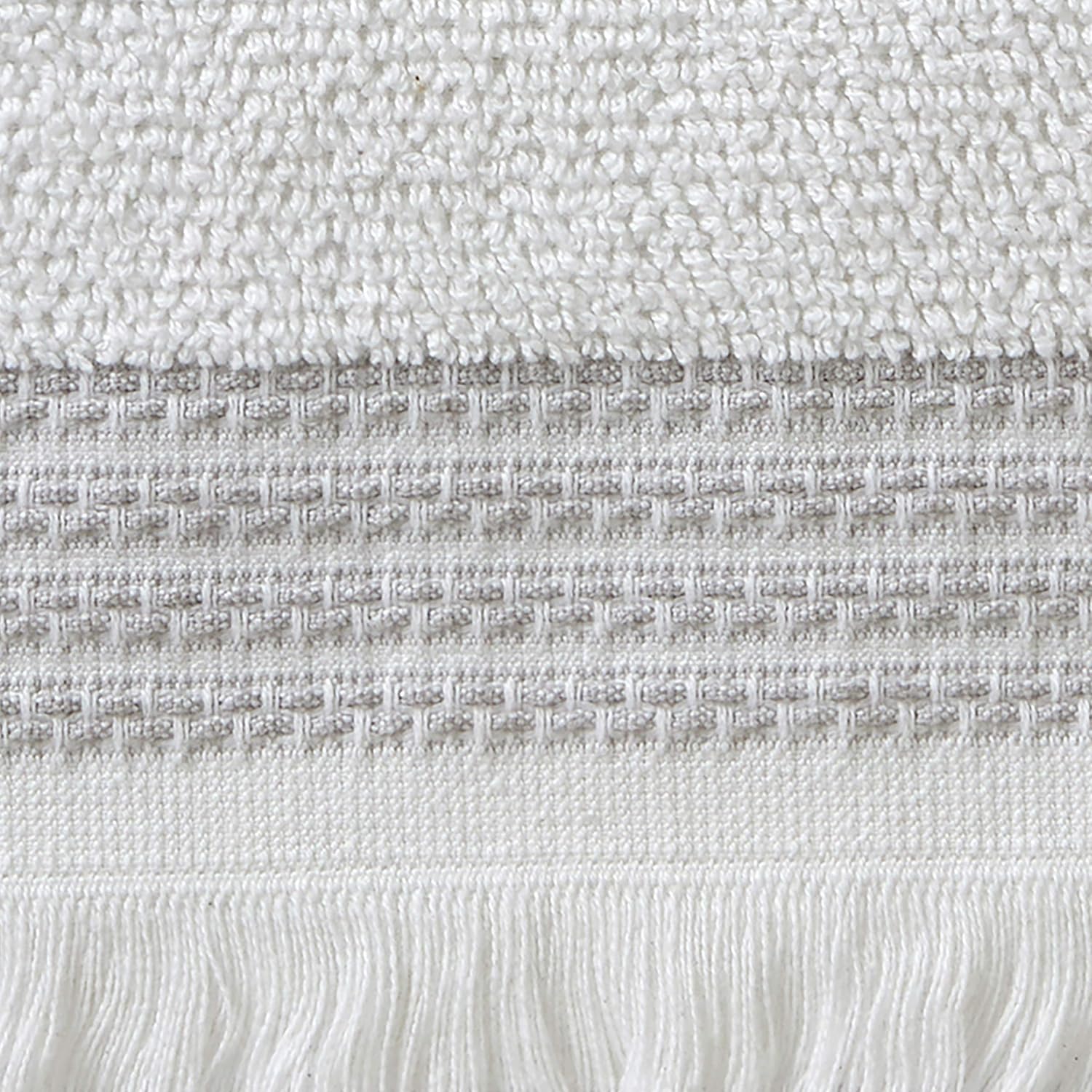 SKL Home Casual Fringe Bath Towel Set, 2pc, Premium 100% Cotton, White | 600 GSM weight. Spa-level quality. Soft &