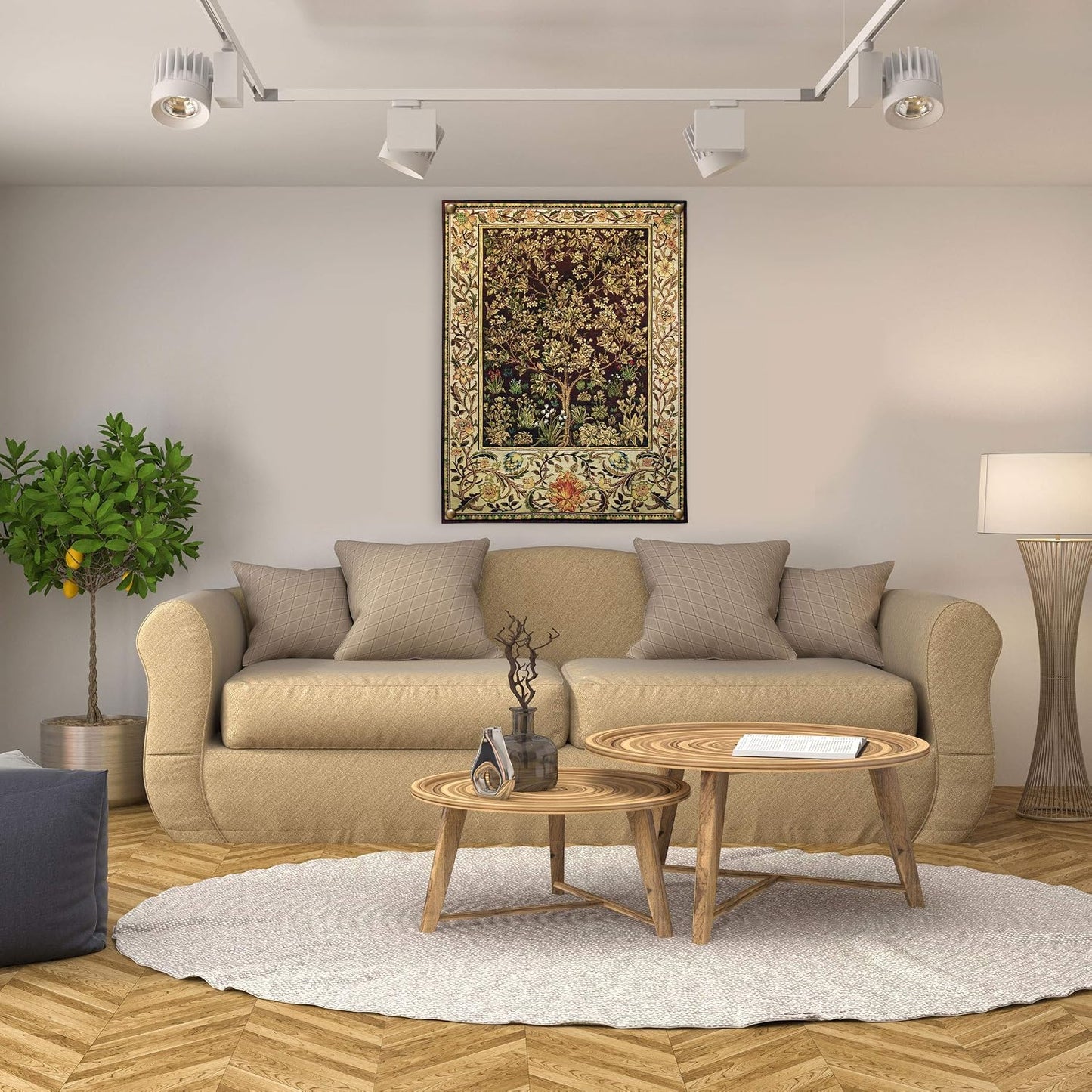 Arts and Crafts Style Woven Tapestry Wall Art Hanging