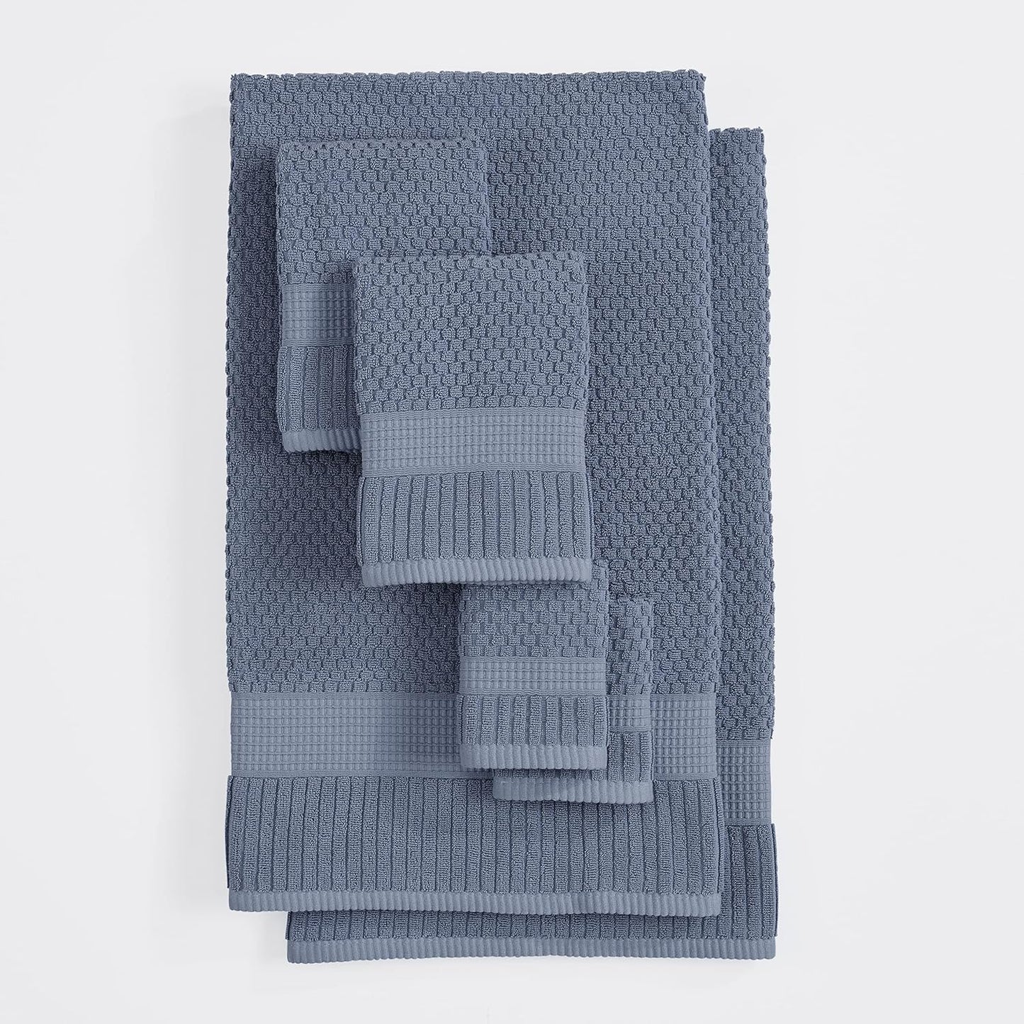 NY Loft 100% Cotton 6-Piece Bath Towel Set | Flint | Oeko-TEX | Quick-Dry | 30" x 52" Bath Towels | 16" x 28" Hand