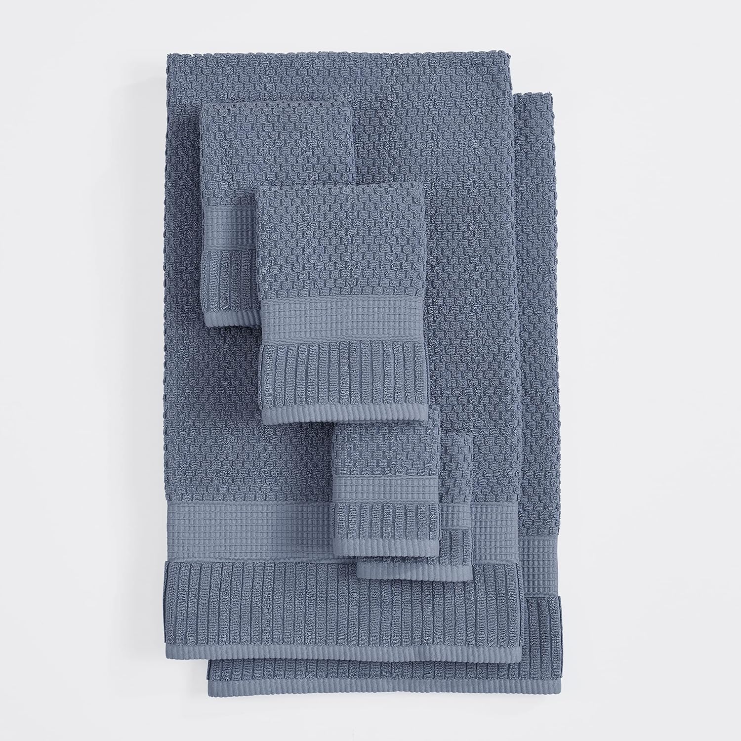 NY Loft 100% Cotton 6-Piece Bath Towel Set | Flint | Oeko-TEX | Quick-Dry | 30" x 52" Bath Towels | 16" x 28" Hand