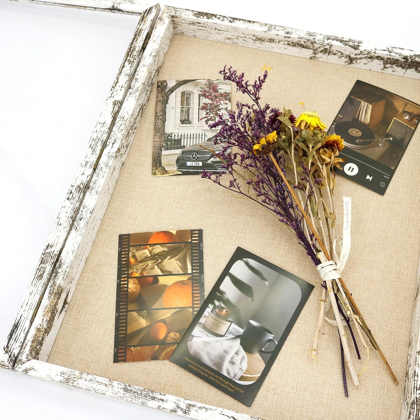 Large Shadow Box Frame 16x20 Display Case, White Wedding Bouquet Memory Box | Hinged Front Open Door with Plexiglass