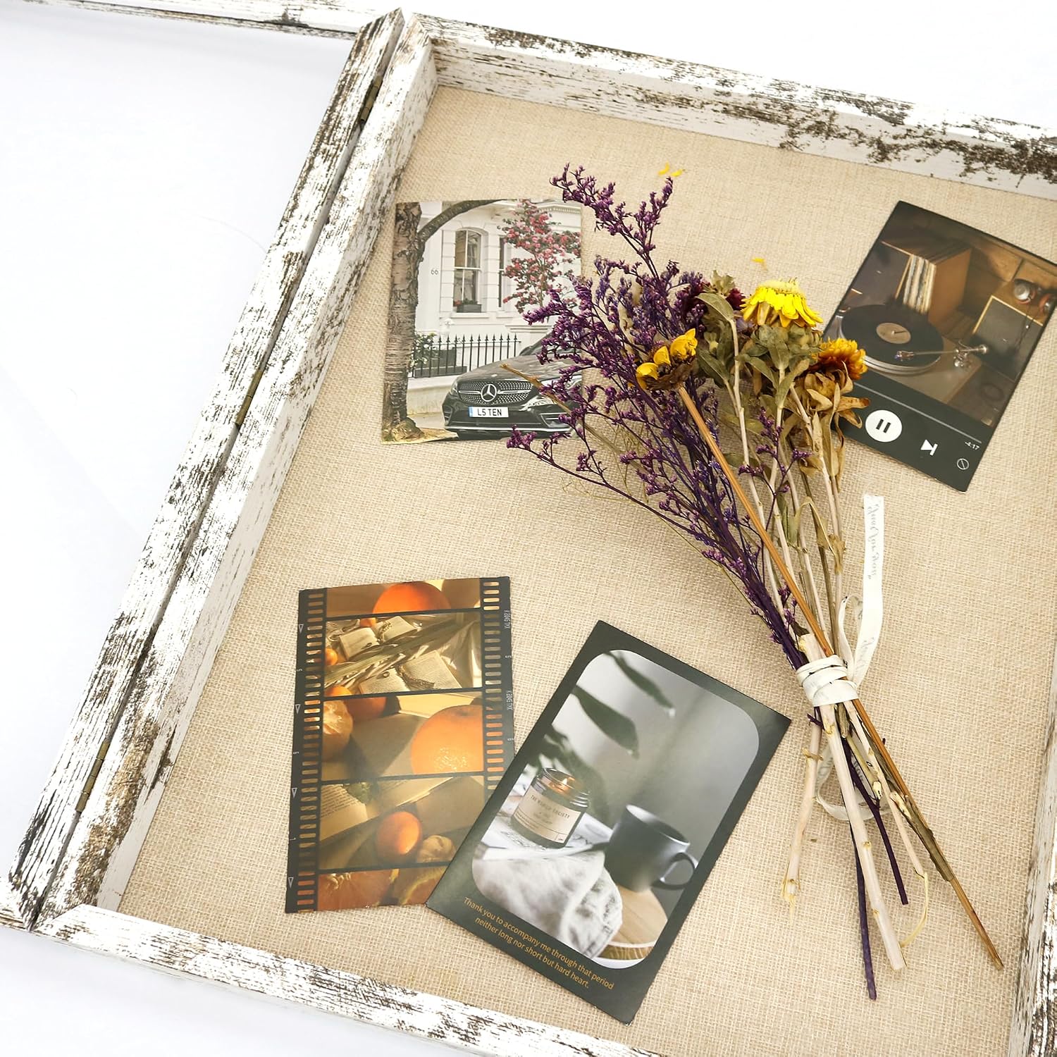 Large Shadow Box Frame 16x20 Display Case, White Wedding Bouquet Memory Box | Hinged Front Open Door with Plexiglass