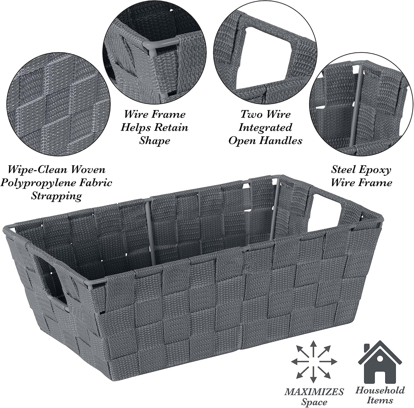 Decorative Storage Basket / Small Shelf / Grey / Set of 4