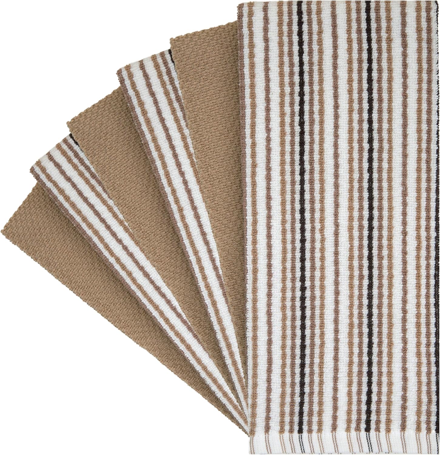 Bumble Kitchen Towels 6 Pack 100% Cotton 16"x26" - Tan | 430 GSM Soft Kitchen Hand Towels with Hanging Loop, Highly