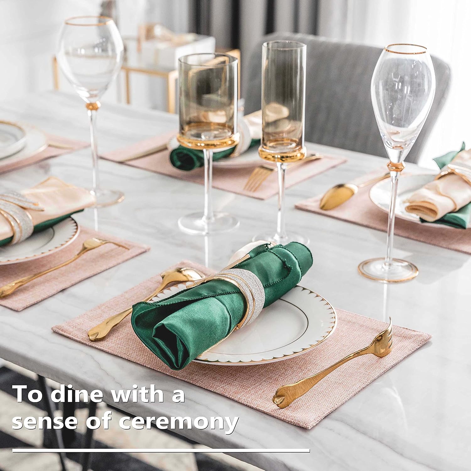 Home Brilliant Placemats Set of 6 Pink Apricot Table Place Mats for Women Wedding Decoration Blush Placemats Washable