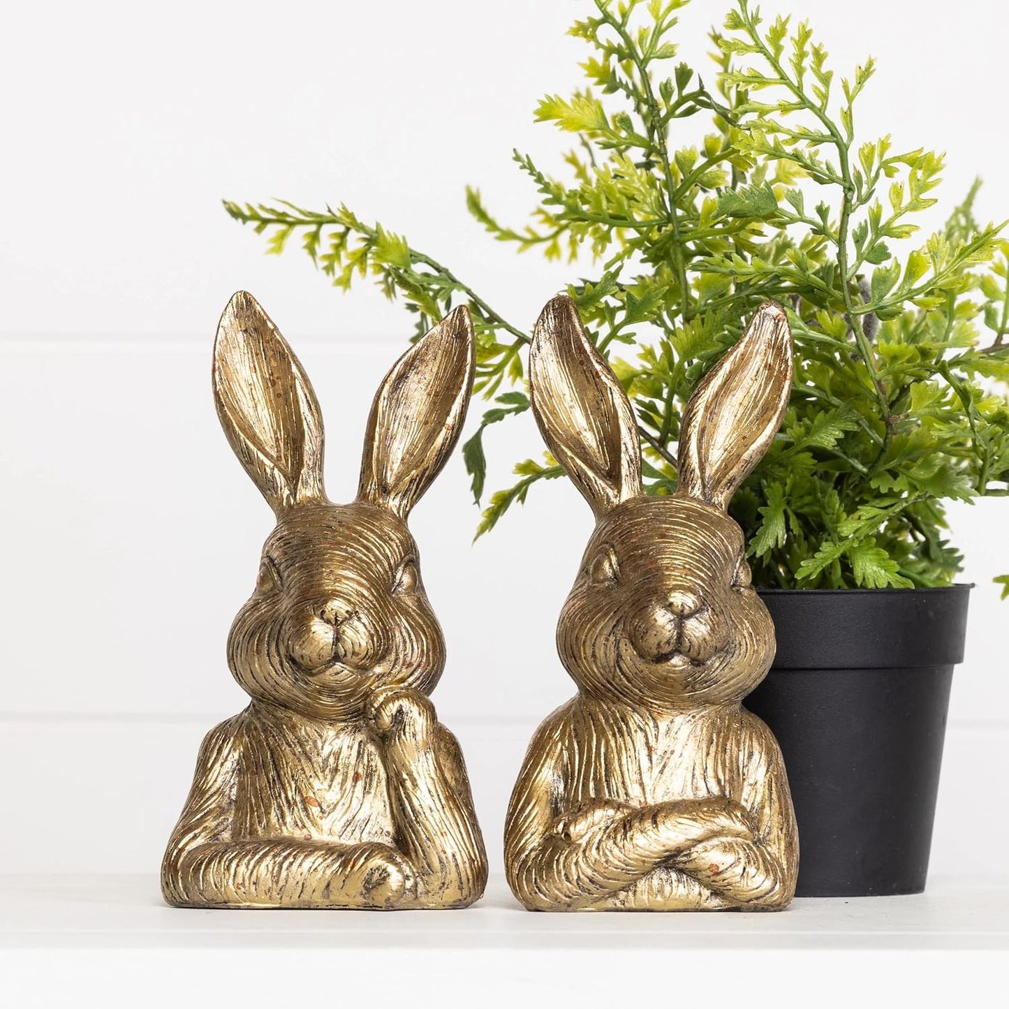 Modern Metallic Rabbit Decor for Spring Shelves and Easter