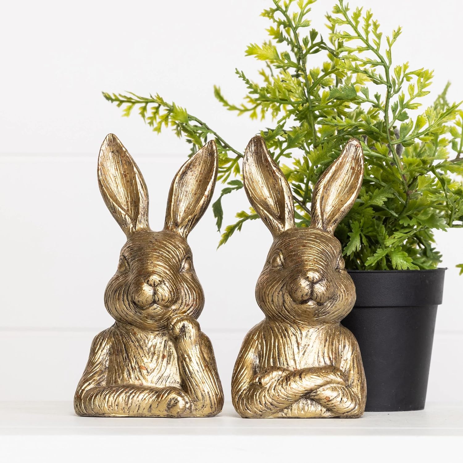 Modern Metallic Rabbit Decor for Spring Shelves and Easter