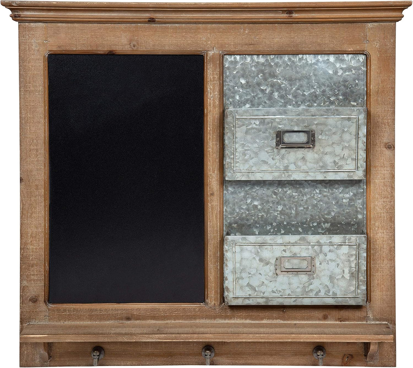 Idamae Wood Framed Chalkboard Wall Organizer / 28"W x 25"H / Rustic Brown / 28 x 25