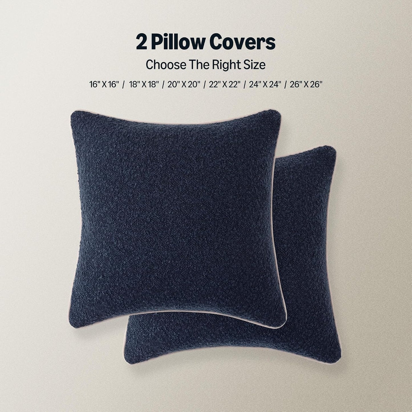 Boucle Throw Pillow Covers / Blue / 18 x 18 / Set of 2