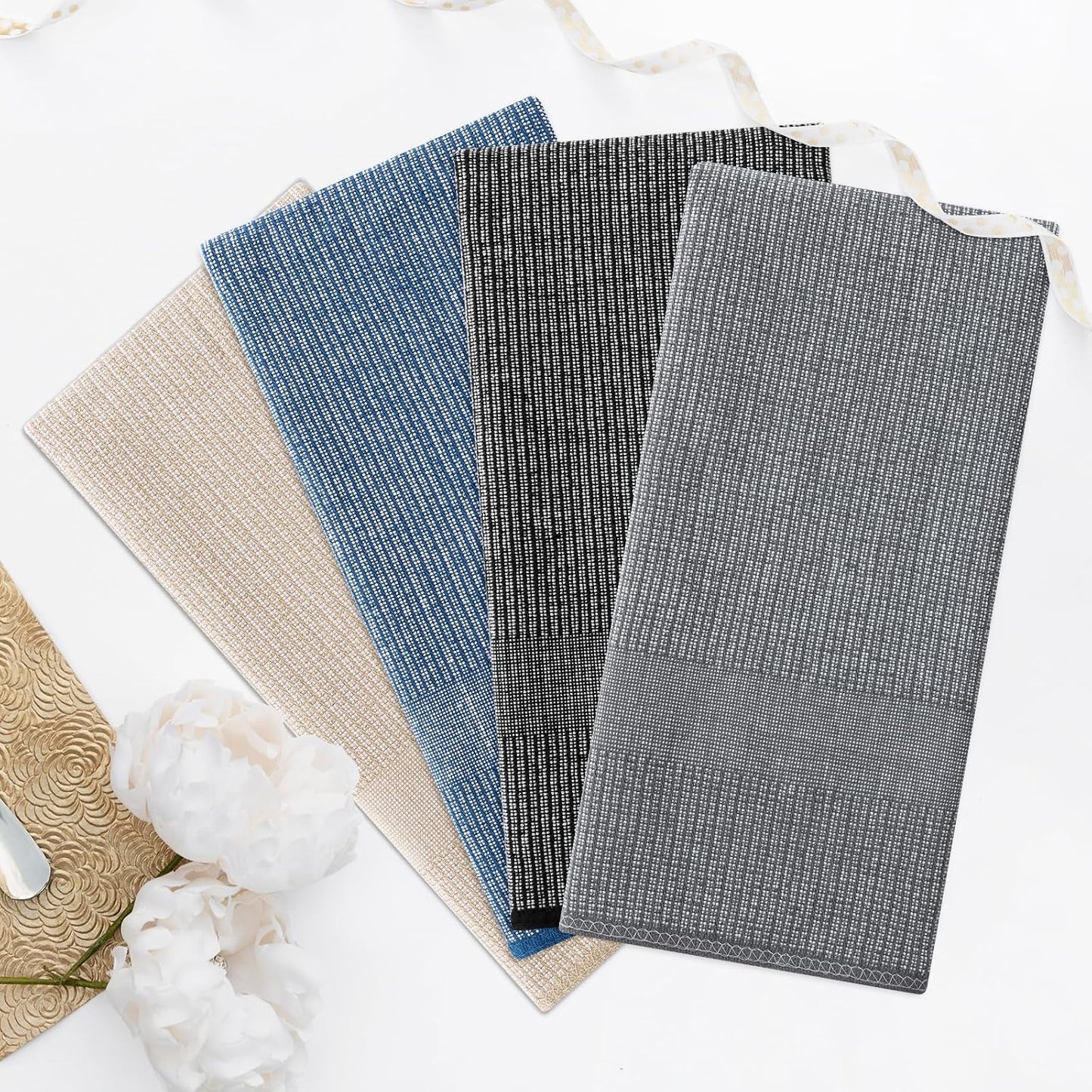 Homaxy 380 GSM Cotton Premium Kitchen Towels 6 Pack, 18"x 28", Mix | Flat and Terry Dish Towels, Highly Absorbent Tea