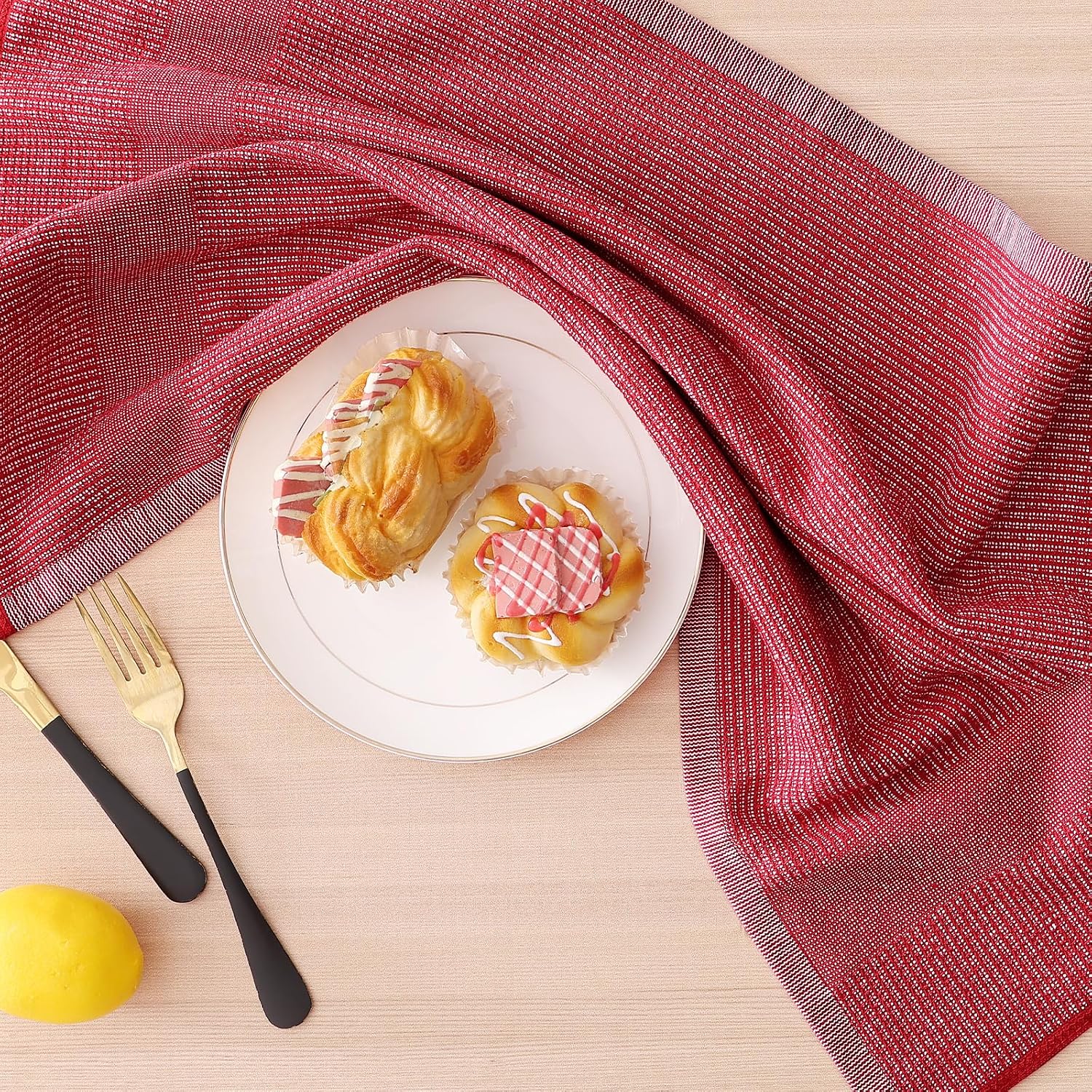 Homaxy 380 GSM Cotton Premium Kitchen Towels 6 Pack, 18"x 28", Mix | Flat and Terry Dish Towels, Highly Absorbent Tea