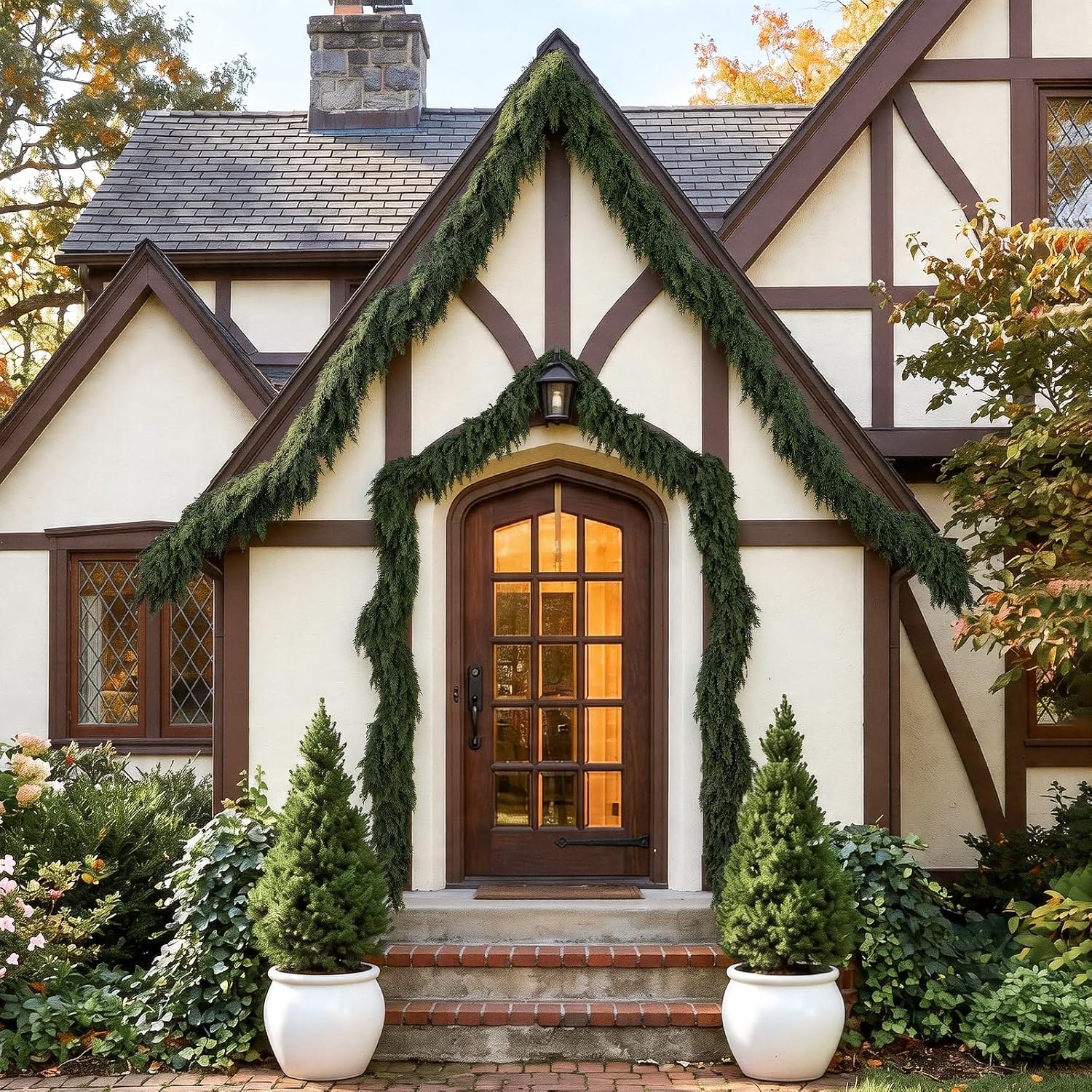 9Ft Christmas Cedar Garland, Real Touch Soft Greenery Christmas Decorations | Realistic Thick Full Lush Artificial