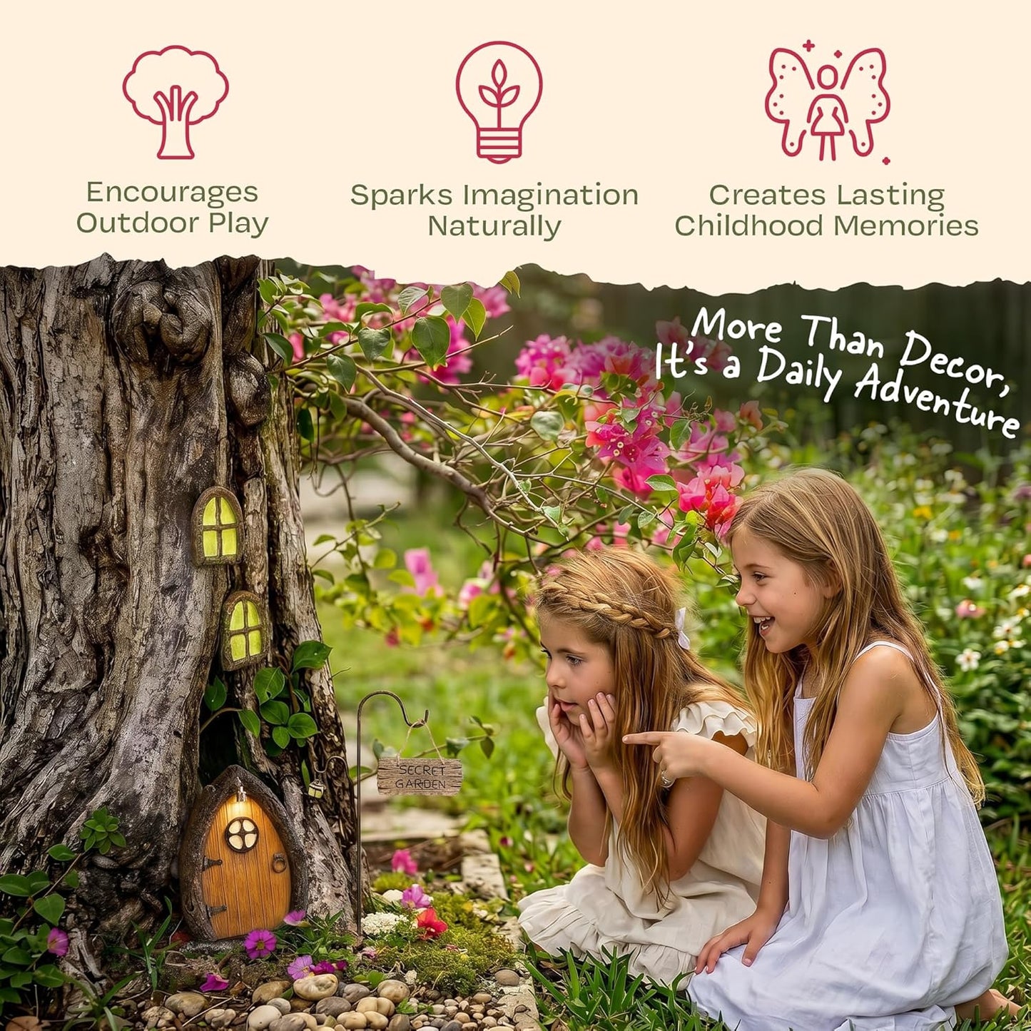 Wall and Trees Outdoor / Fairy Door and 2 Windows