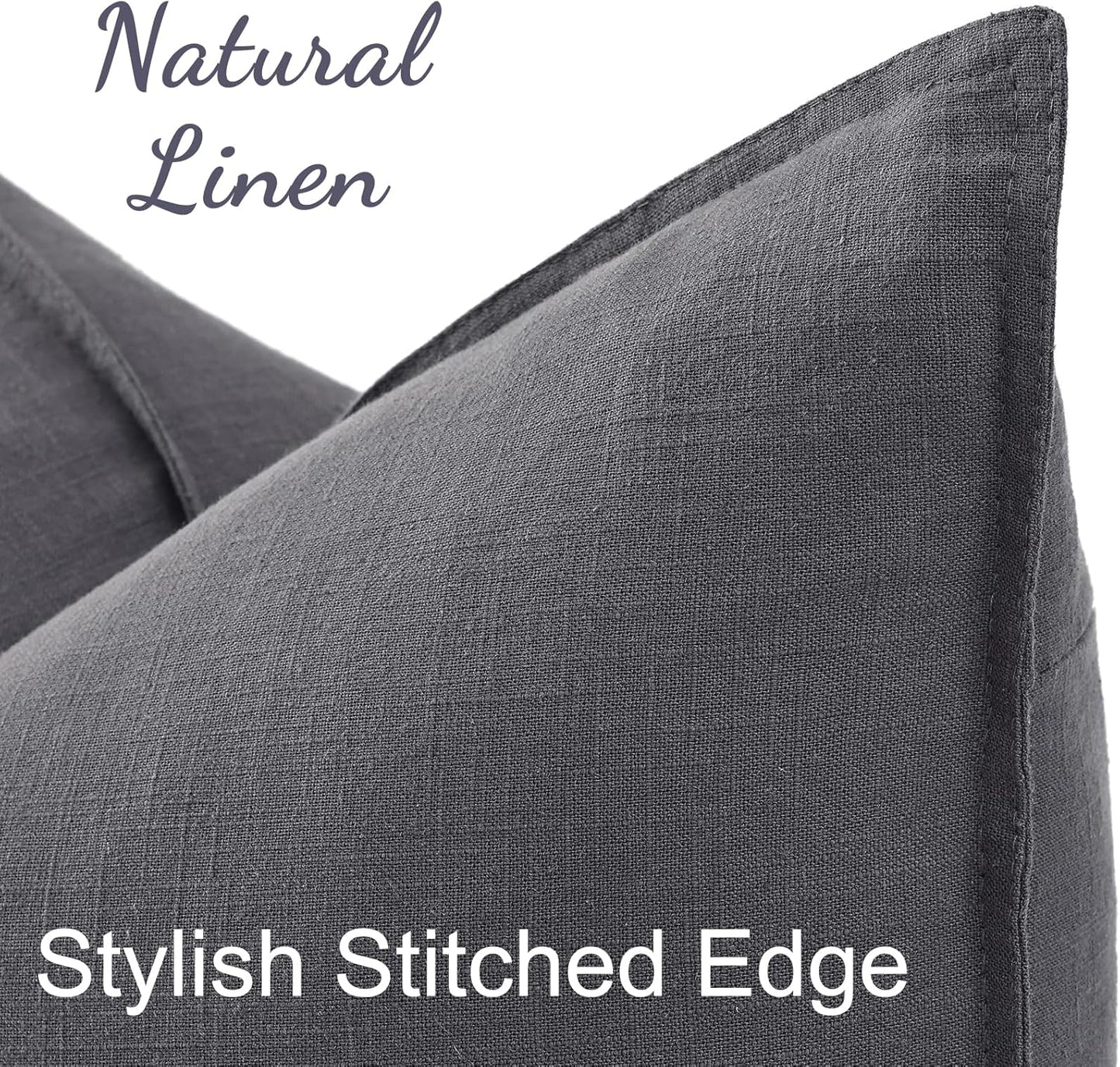 Fall Decorative Linen Euro Sham Throw Pillow Covers Pillow Covers / Dark Grey / 26 x 26 / Set of 2