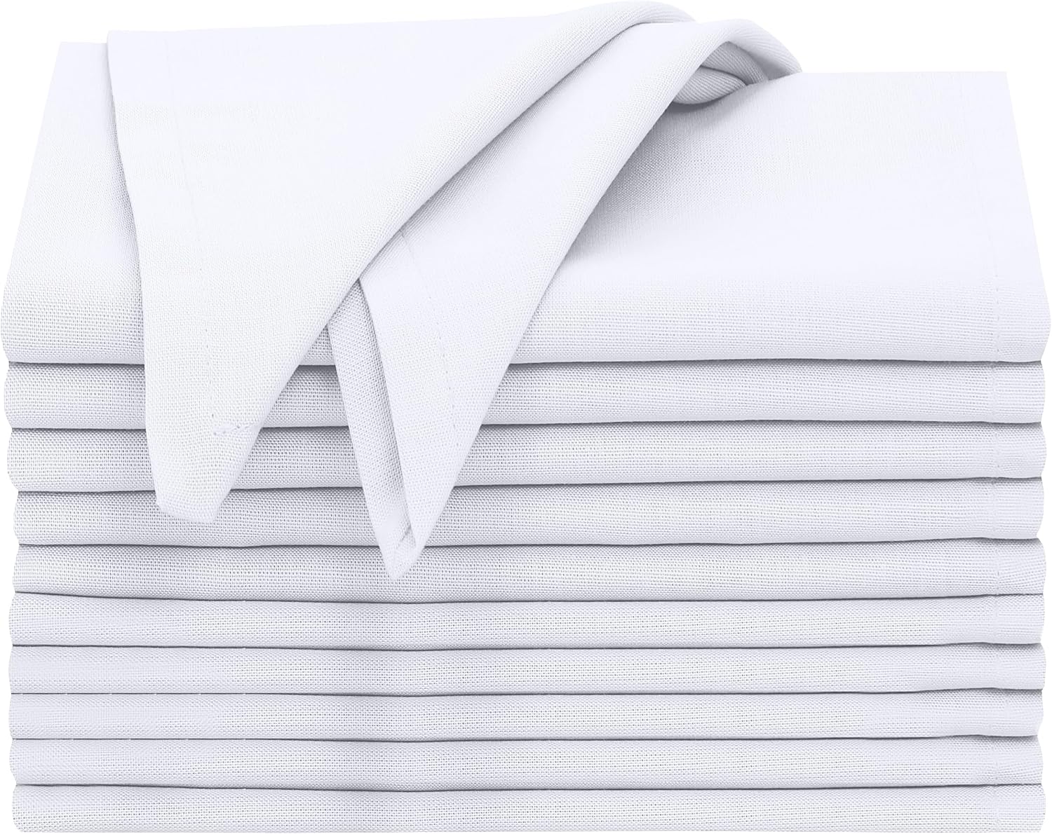 Ruvanti Cloth Napkins Set of 12, 100% Cotton 18”x18” - White | Washable, Soft, Durable & Absorbent Everyday Napkins.