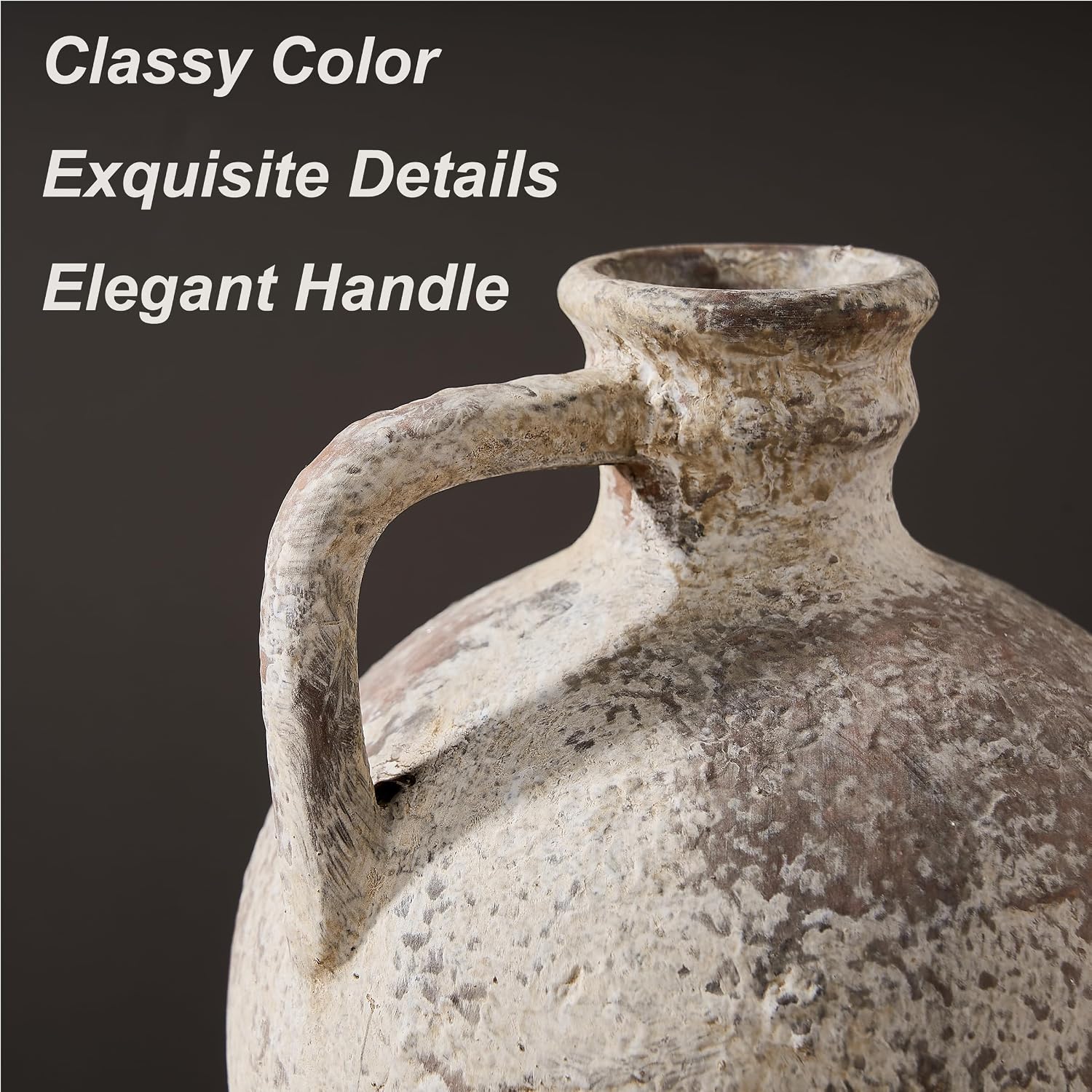 Rustic Vase / Antique Ceramic Vase / Gray- 8.3 / 8.3 Inch