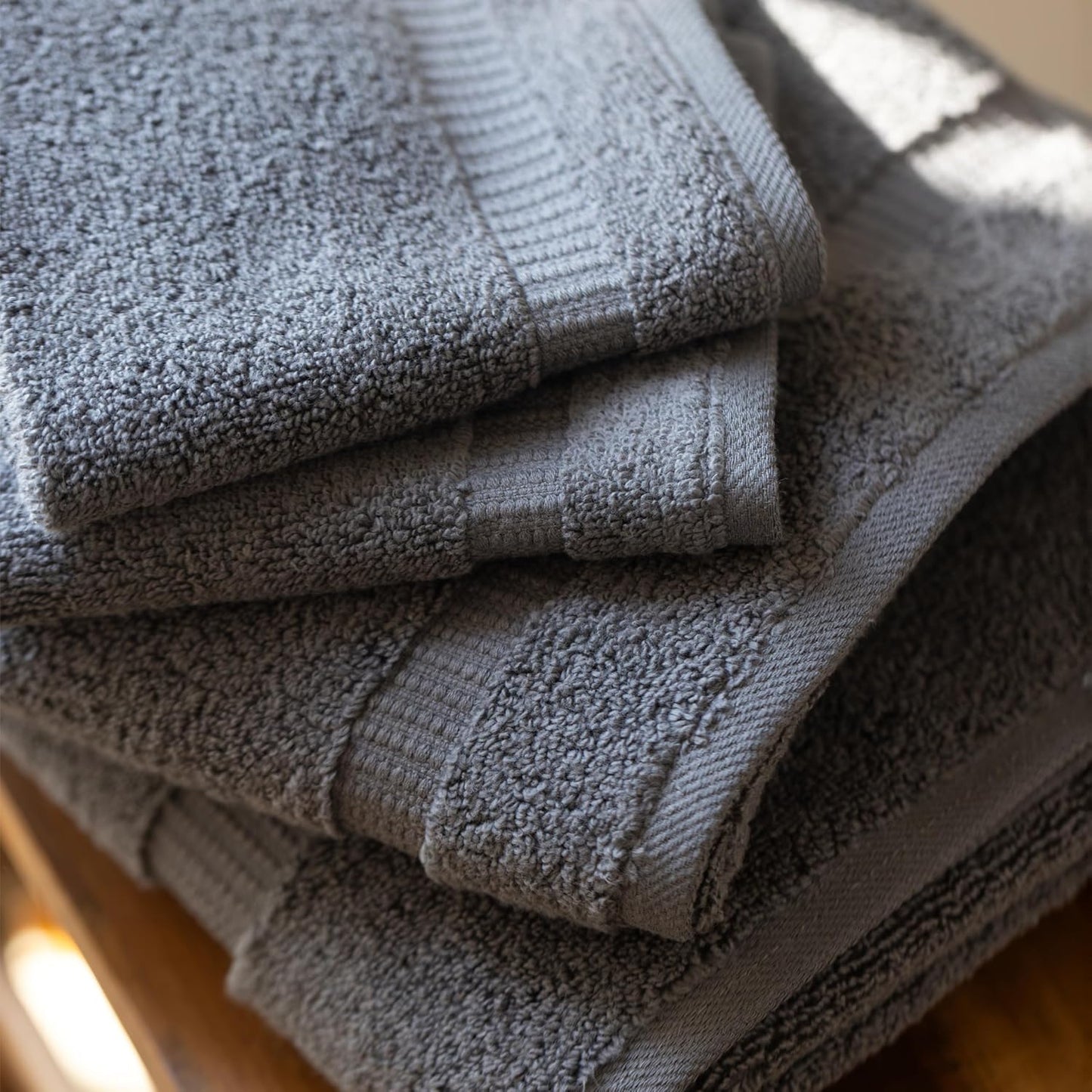 SALBAKOS 100% Turkish Cotton Bathroom Towel Set of 6-Piece, Gray | 630 Gsm Thick Super Soft Highly Absorbent 2 Bath + 2