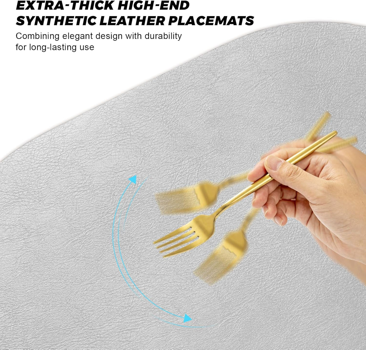 UnivoColors Placemats Round Faux Leather Placemats Set of 8-Waterproof-Wipe Clean-Heat Resistant-Anti Slip Dining Table