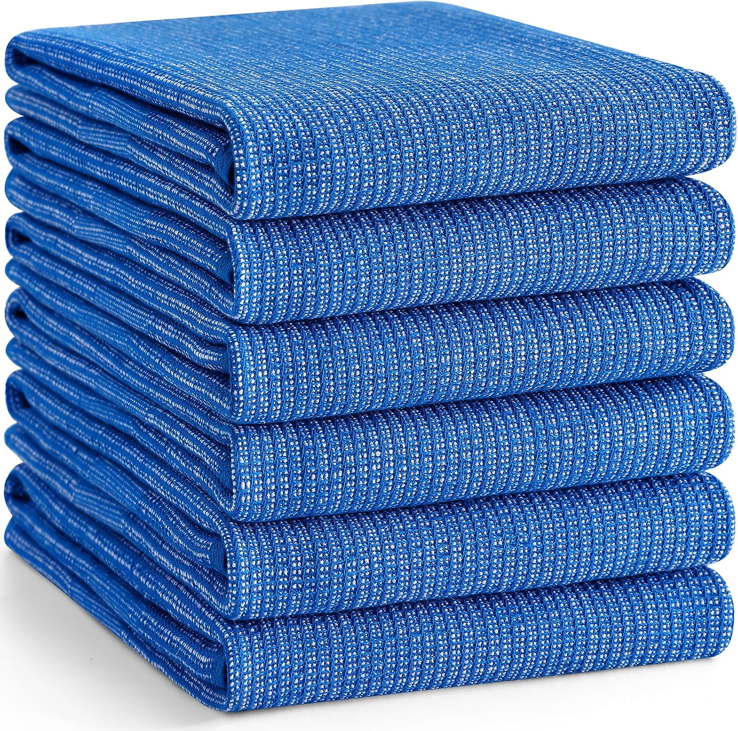 Homaxy 380 GSM Cotton Premium Kitchen Towels 6 Pack, 18"x 28", Blueberry | Flat and Terry Dish Towels, Highly Absorbent