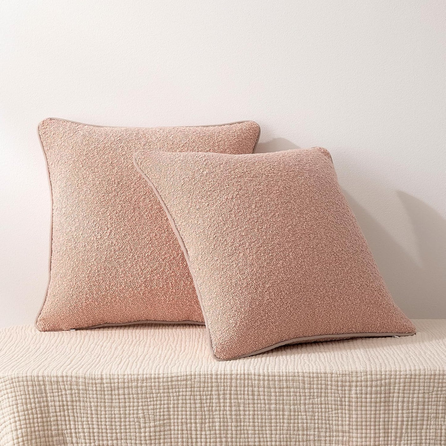 Boucle Throw Pillow Covers / Pink / 18 x 18 / Set of 2