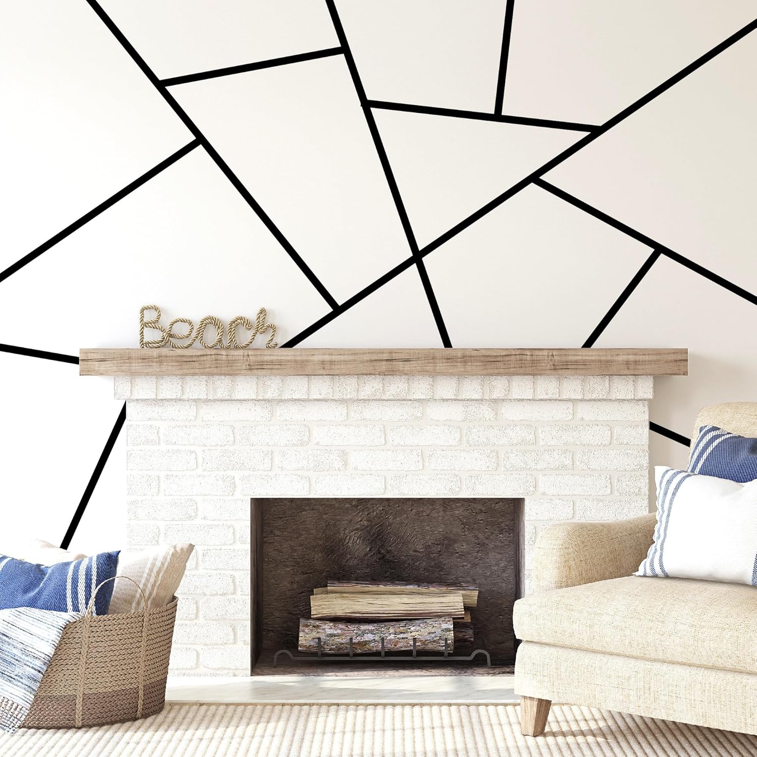 Large Vinyl Modern Line Wall Decals / Black