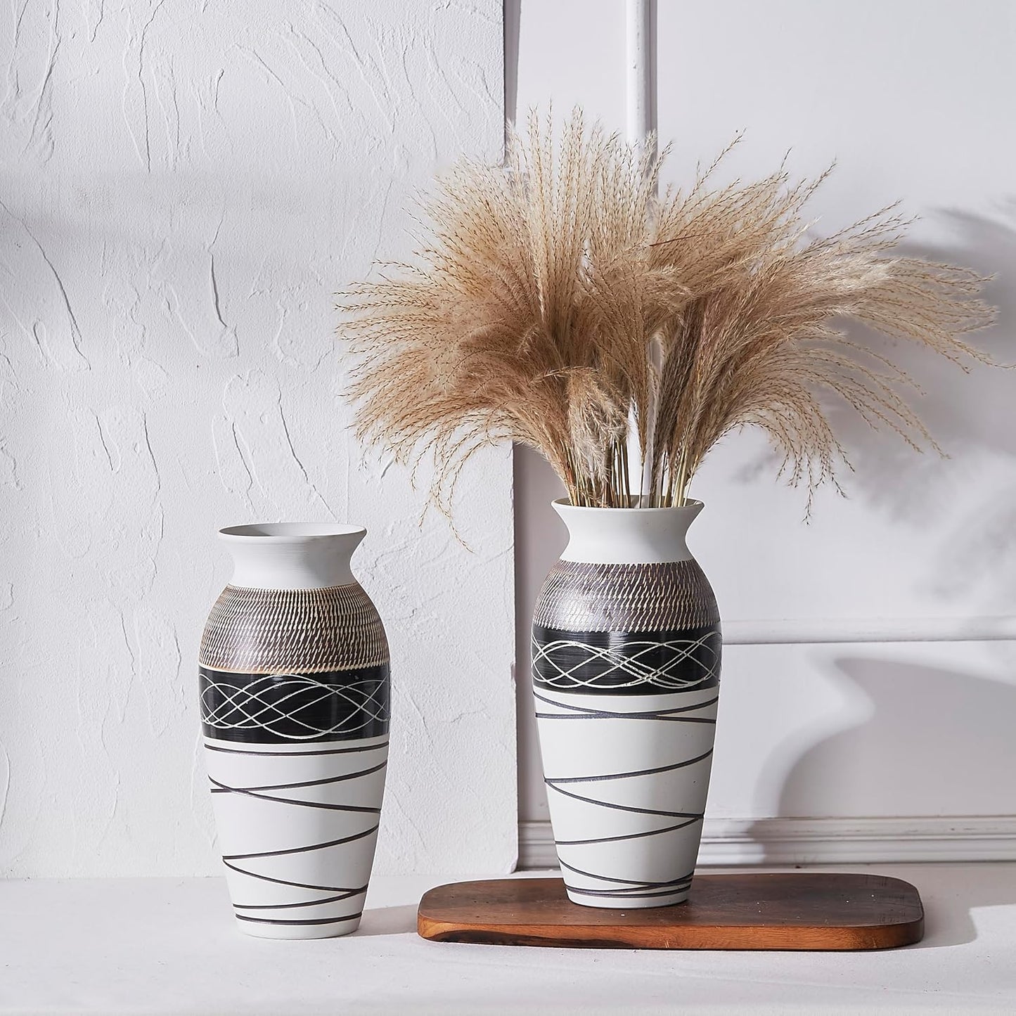 Home Decor Tall Boho Textured Vases / Style 1 / 12.6