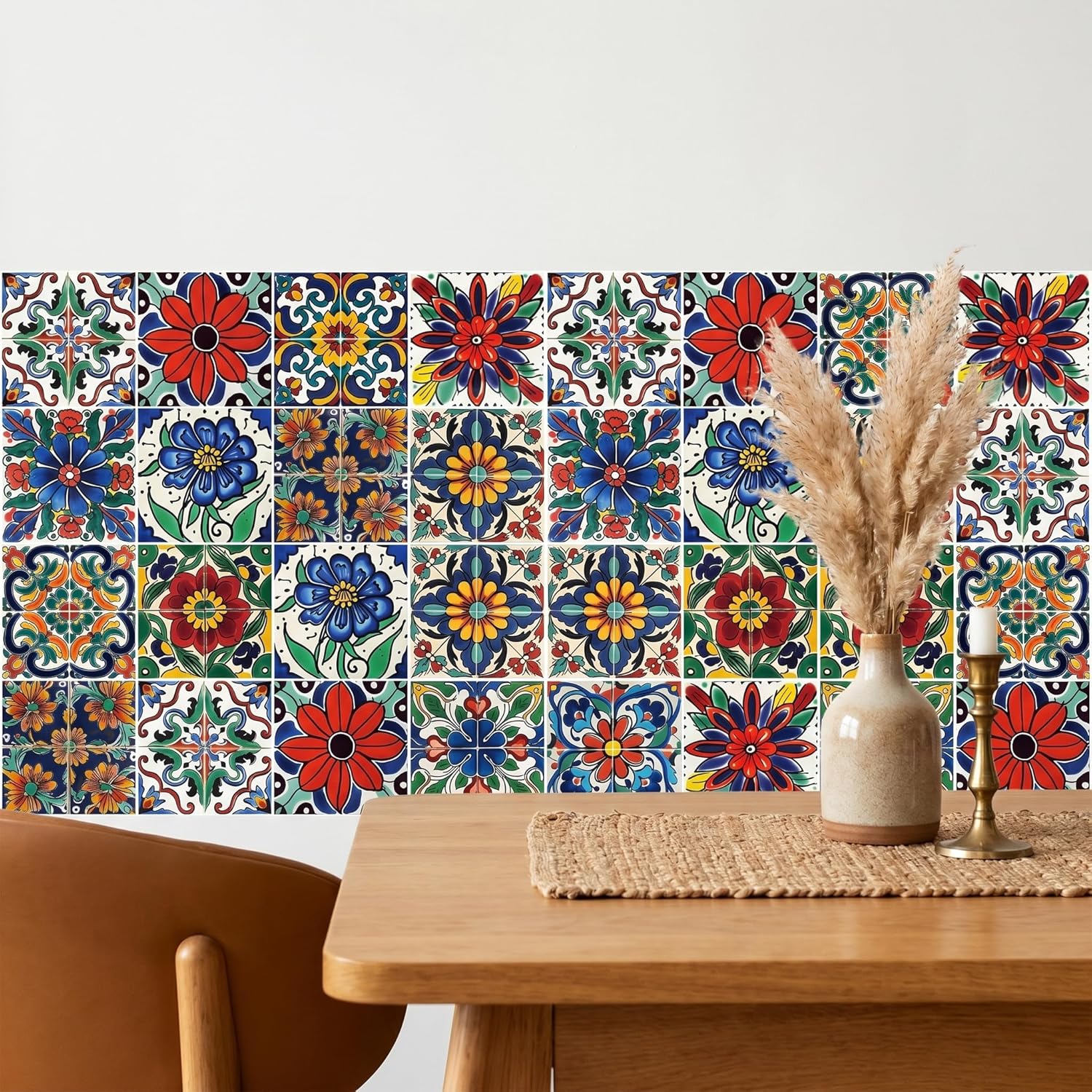 Peel and Stick Tile Stickers / Red / 6 x 6 / Set of 16