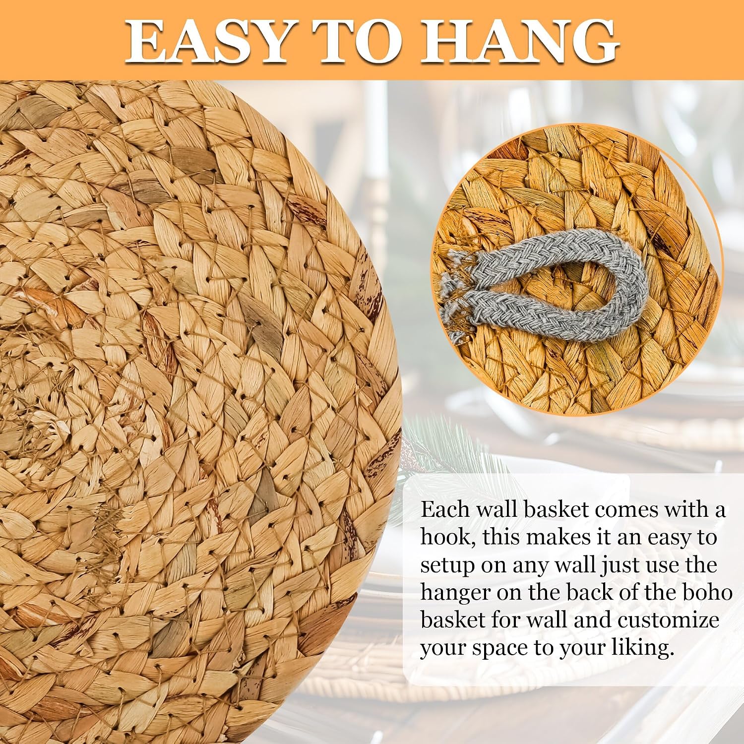 Boho Wall Basket Decor / Set of 9