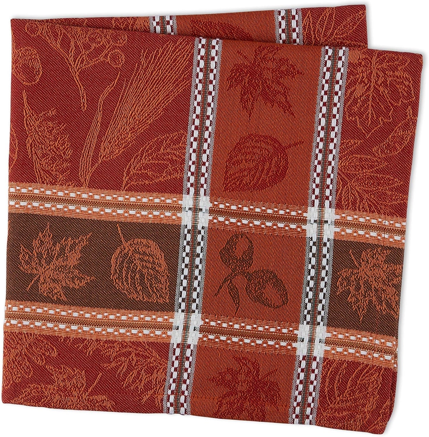 DII Traditional Harvest Wheat Jacquard Collection Thanksgiving Fall Table Décor Damask Cotton, Square Napkin Set