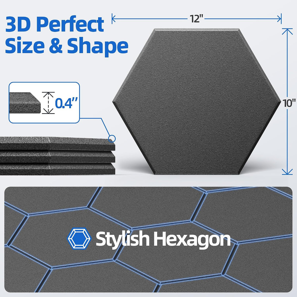 20 Pack Acoustic Panels with Self Adhesive, 12" X 12" X 0.4" High Density Sound Proof Foam Panels for Walls, Soundproof