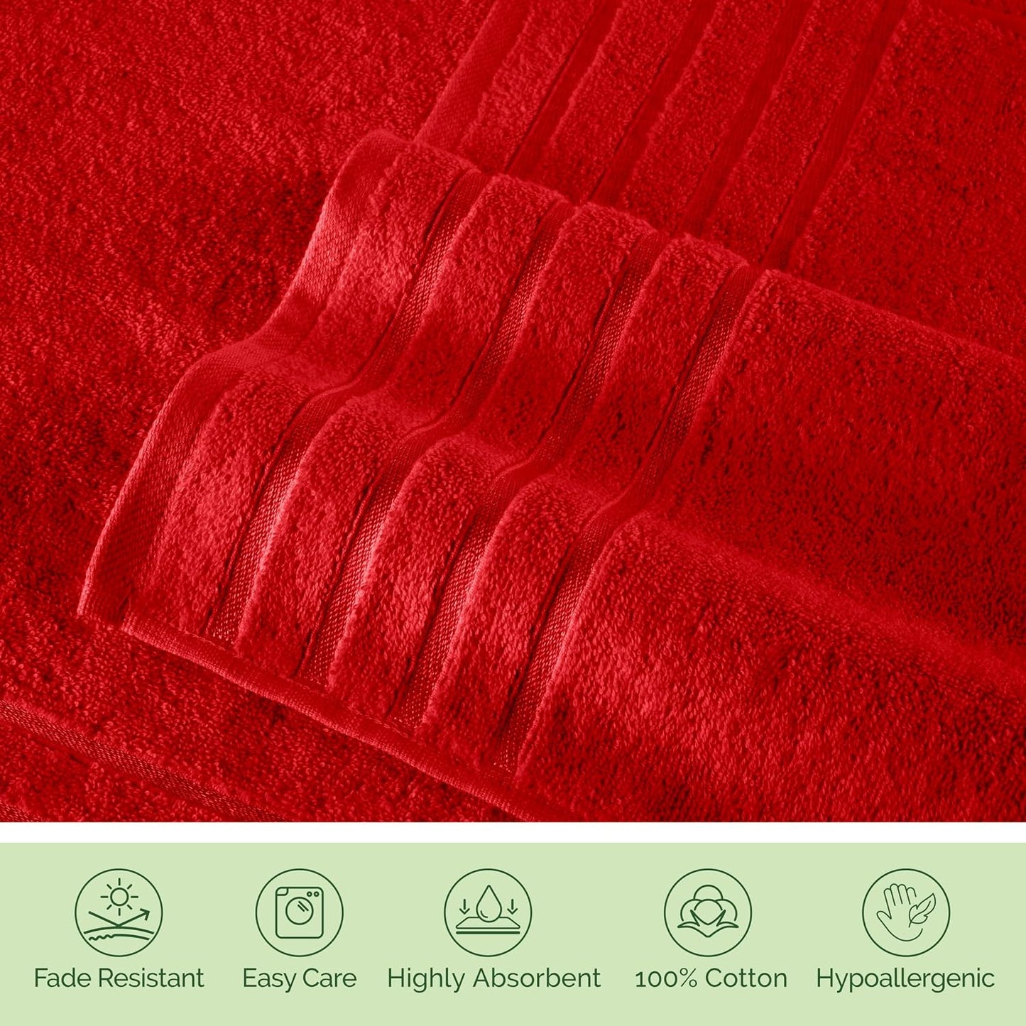 Elegant Comfort 4 Lines Viscose Stripe 6-Piece Premium Towel Set - 100% Turkish Cotton High Absorbent Luxury Bathroom