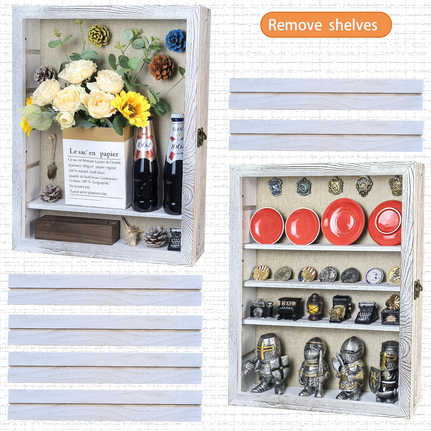 White Shadow Box Frame 16x20 Shadow Box with Shelves 2.6" Interior Depth Memorial Shadow Box Display Case with Linen
