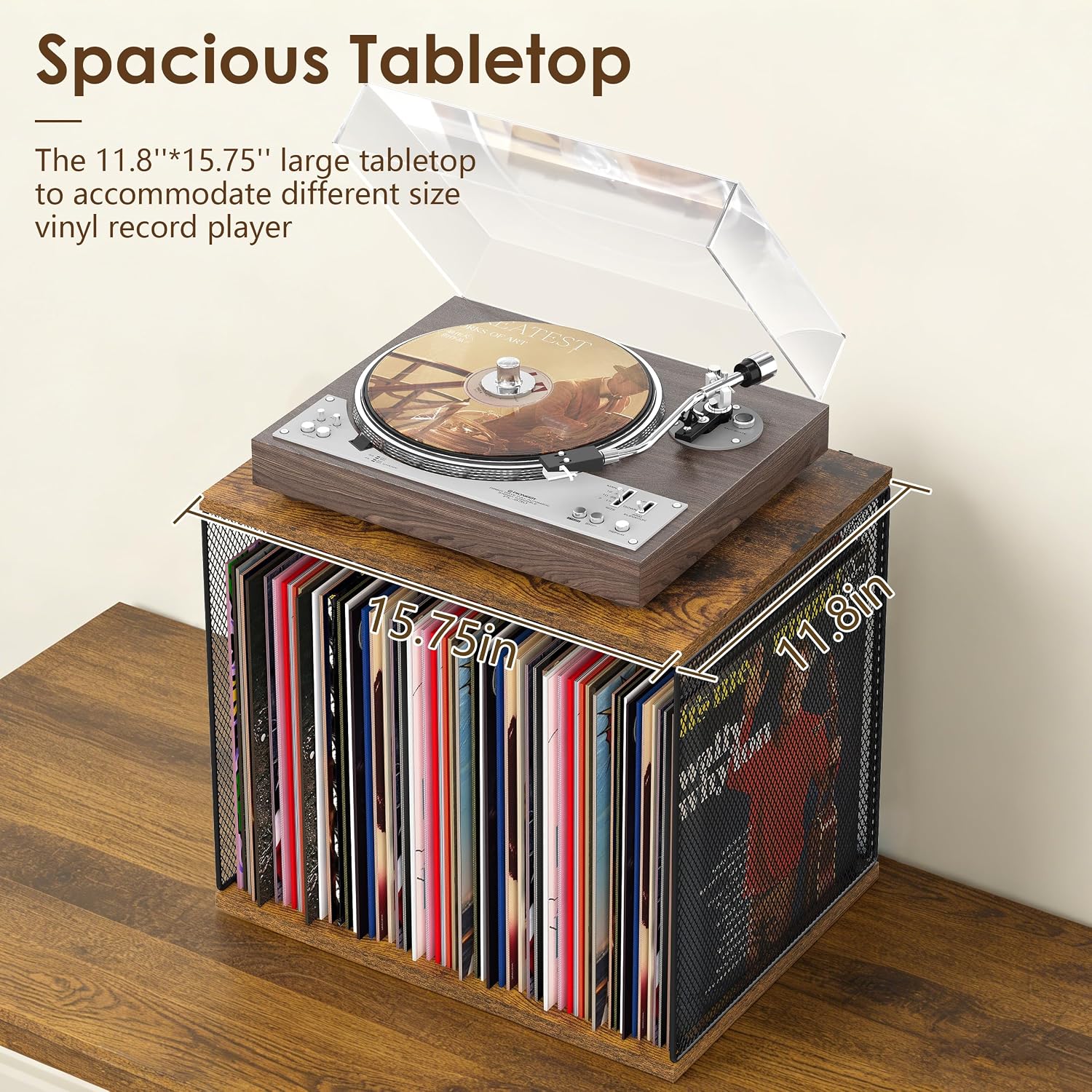 1 Cube Vinyl Record Storage Furniture Wooden Record Holder Shelf Storage | Modular Stackable, 55-70 Vinyl Album