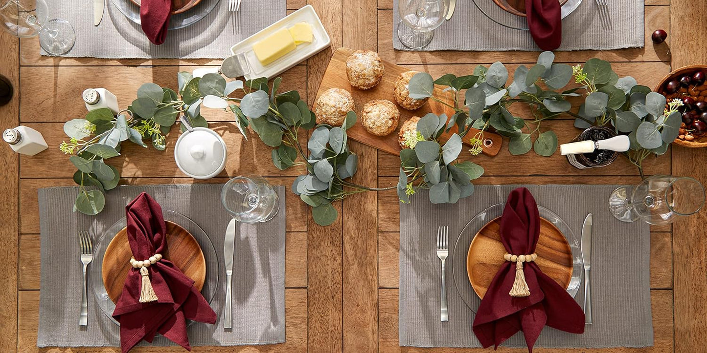 DII Basic Everyday Ribbed Tabletop 100% Cotton, Placemat Set, 13x19, Gray, 6 Piece