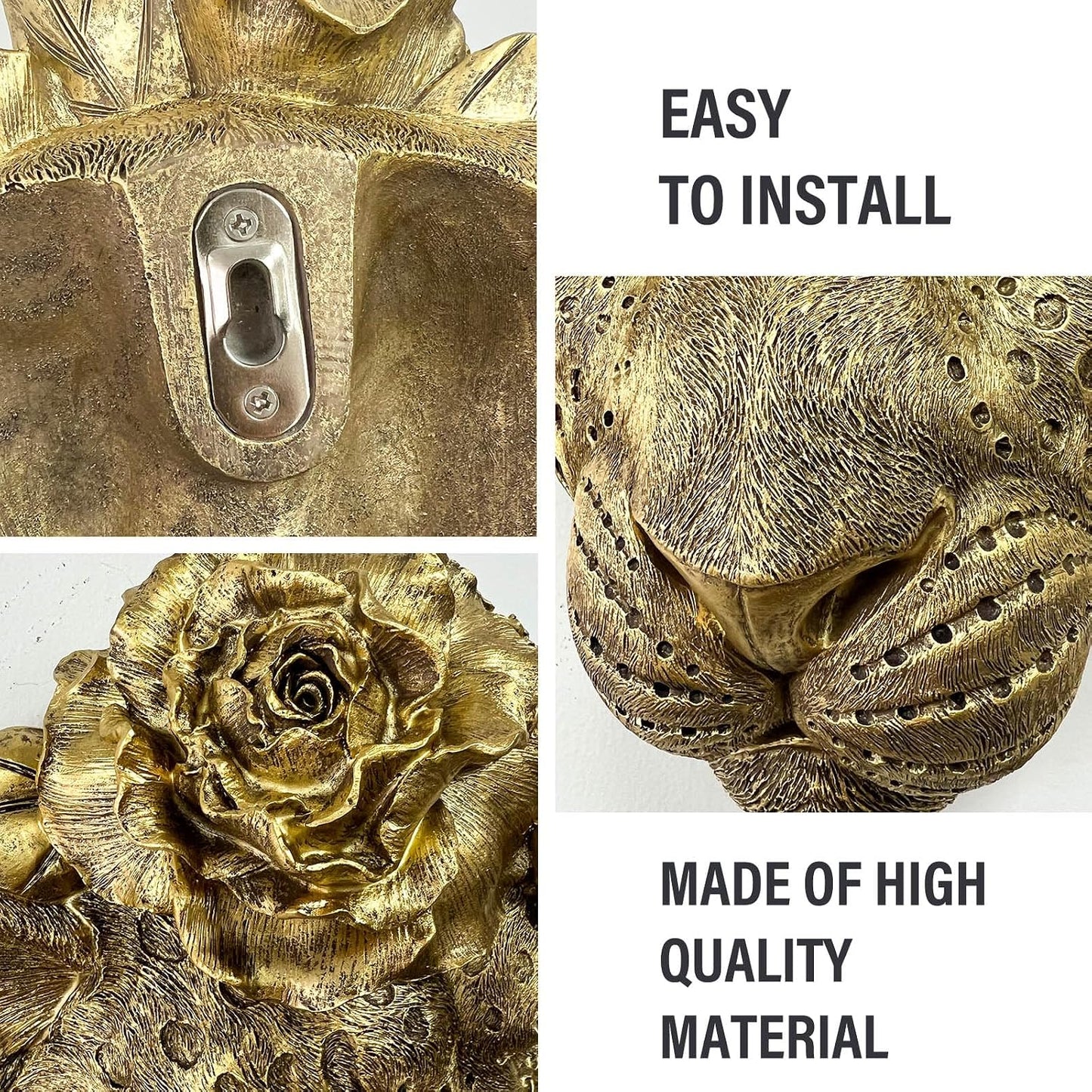Animal Heads Sculptures Wall Art / Copper / Leopard / Gold