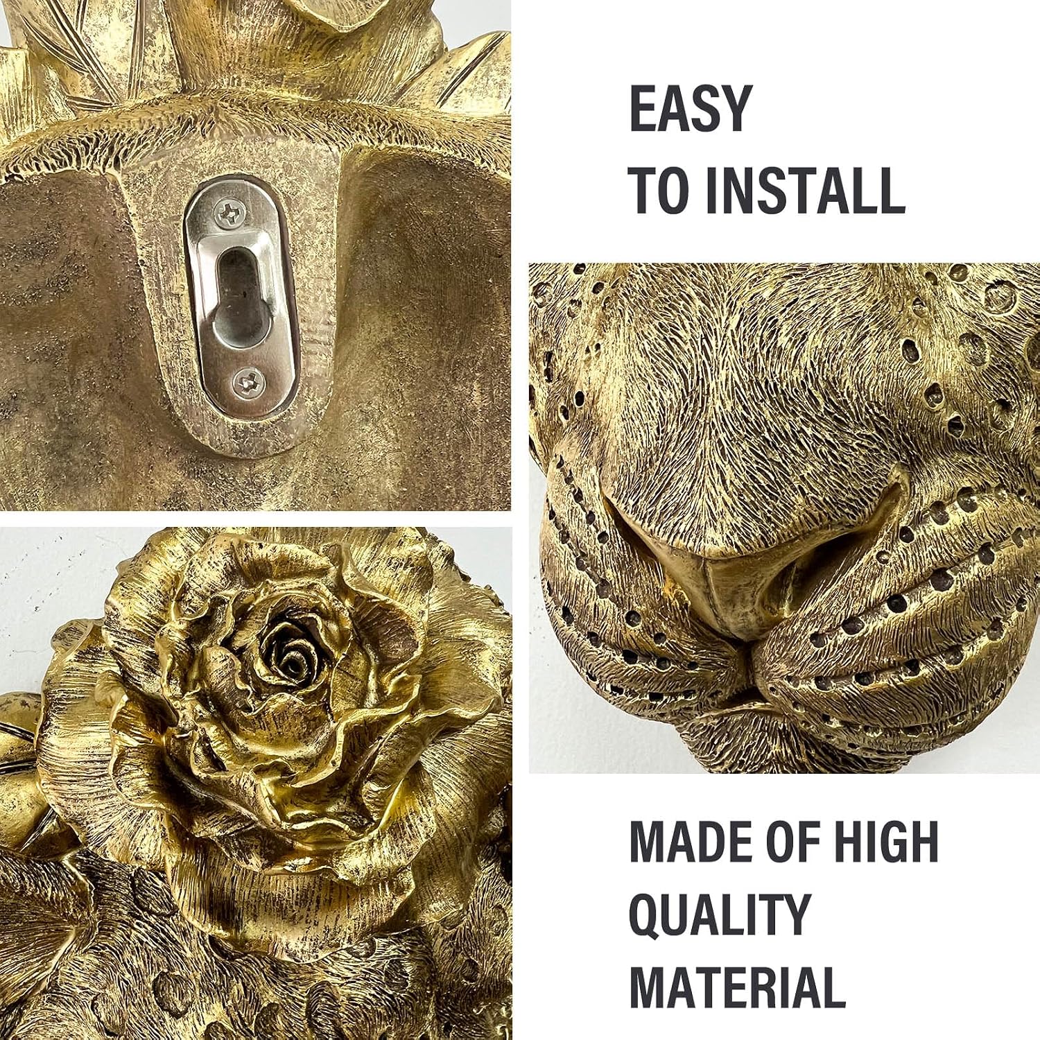 Animal Heads Sculptures Wall Art / Copper / Leopard / Gold