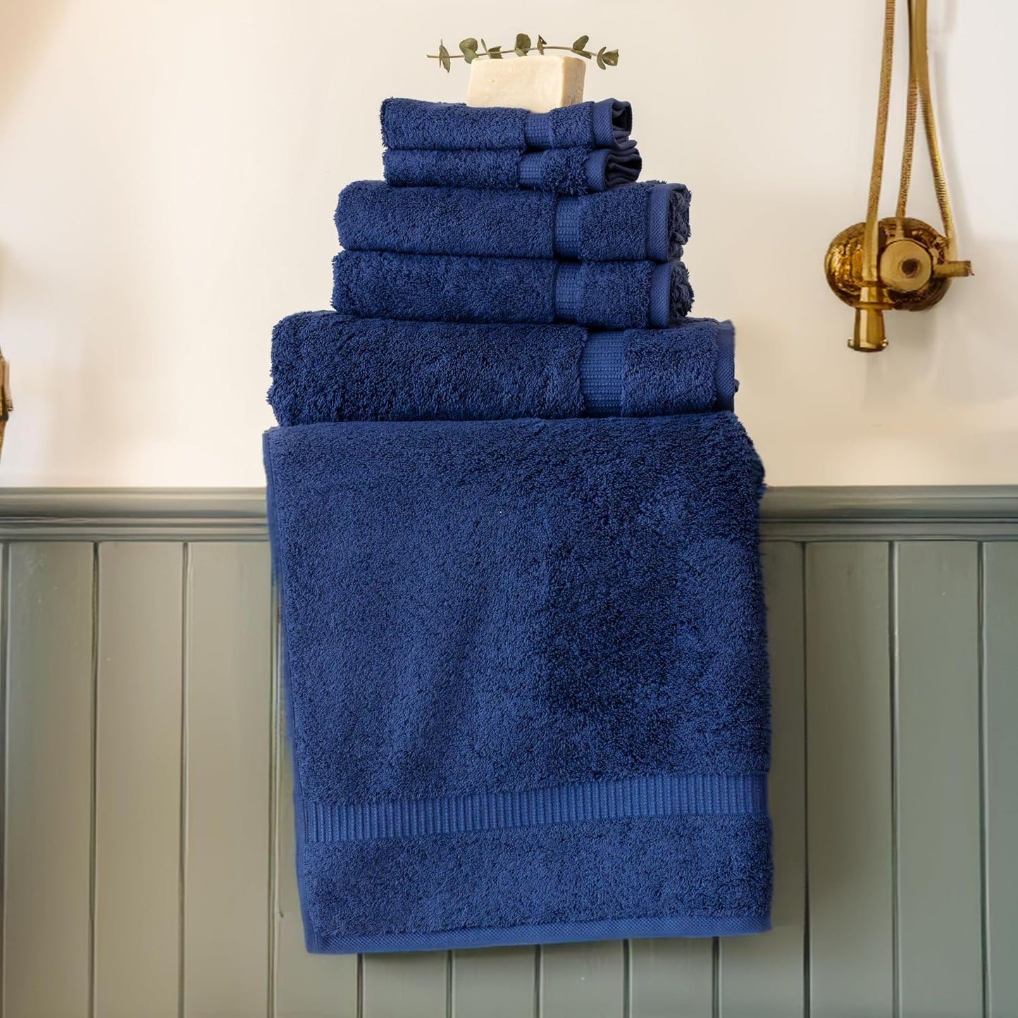 SALBAKOS - Luxury 6 Piece Towel Set, 100% Turkish Cotton, Quick Drying, Highly Absorbent & Comfy, Includes 2 Bath
