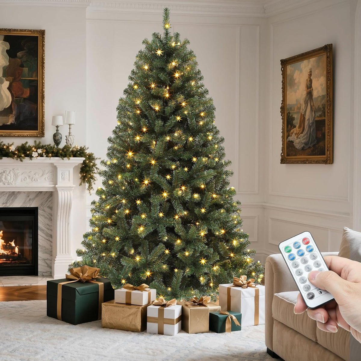 RAZ Christmas Bottle Brush Trees Set of 3 in Sparkling Champagne Gold, 17.5 Inches,14 Inches and 9 Inches High
