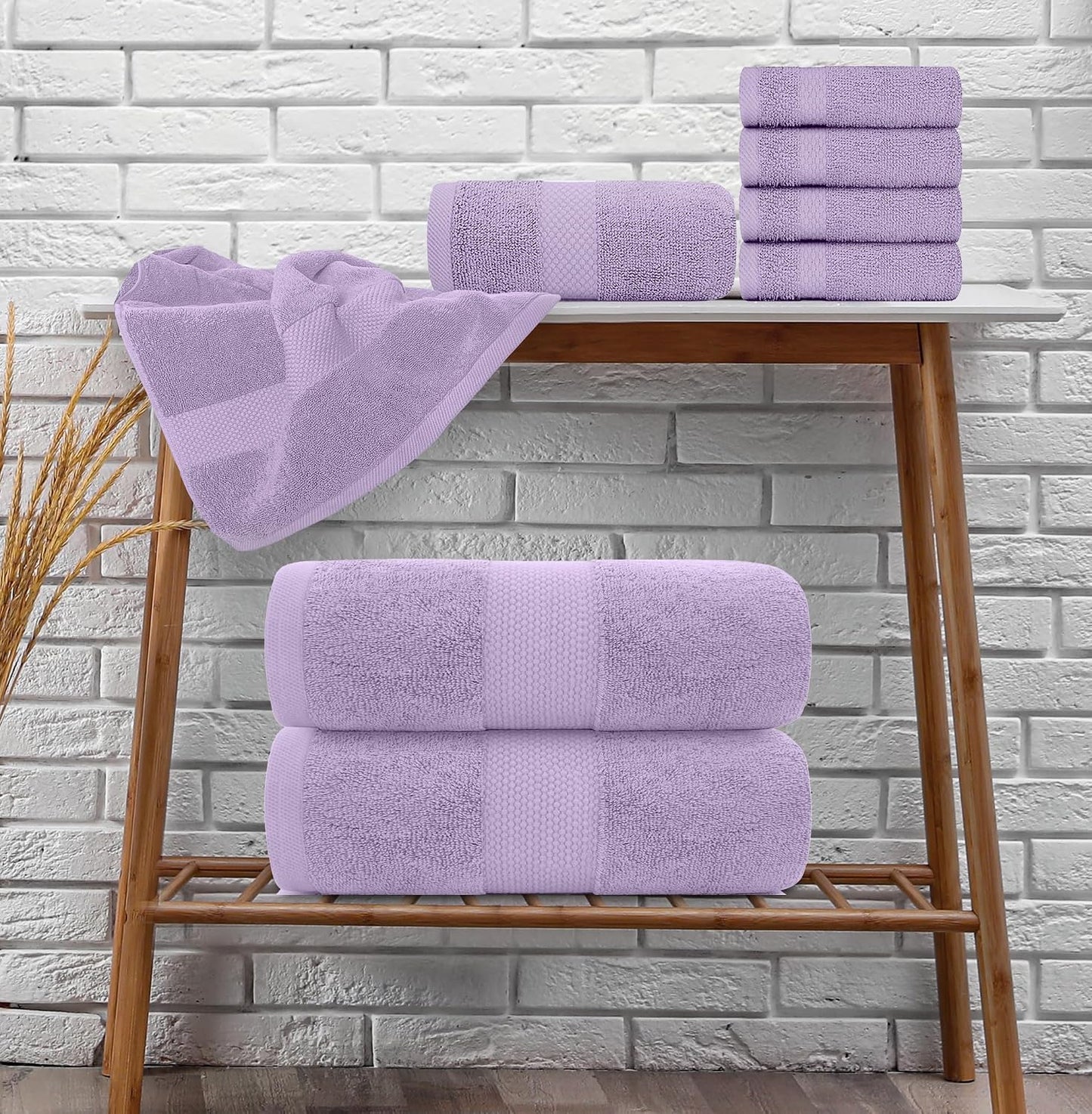 White Classic Luxury Bath Towel Set of 8 Pieces - 100% Turkish Cotton Highly Absorbent Towels for Bathroom, 2 Luxury