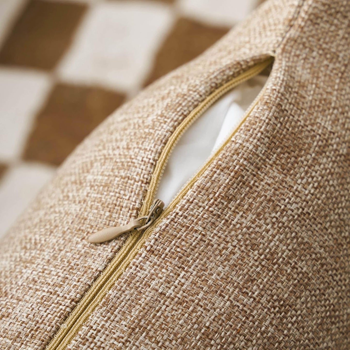 Linen Throw Pillow Covers Burlap Decorative Pillow Covers / 18 x 18 / Natural Linen / Set of 2